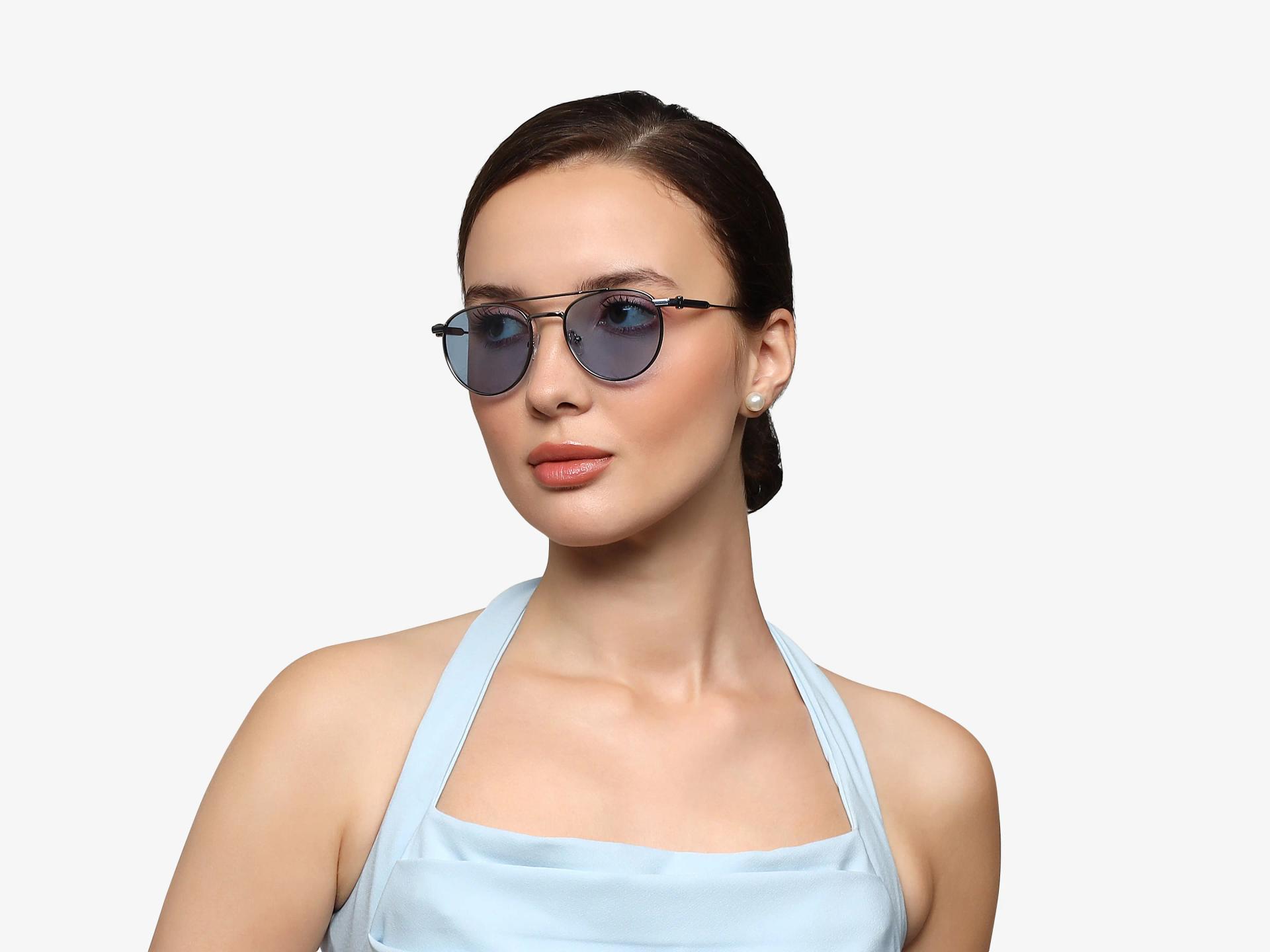 Vintage Gunmetal Frame With Blue Tint Sunglasses
