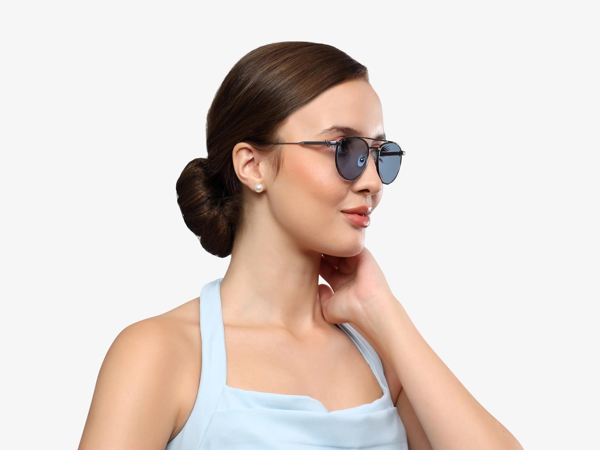 Vintage Gunmetal Frame With Blue Tint Sunglasses