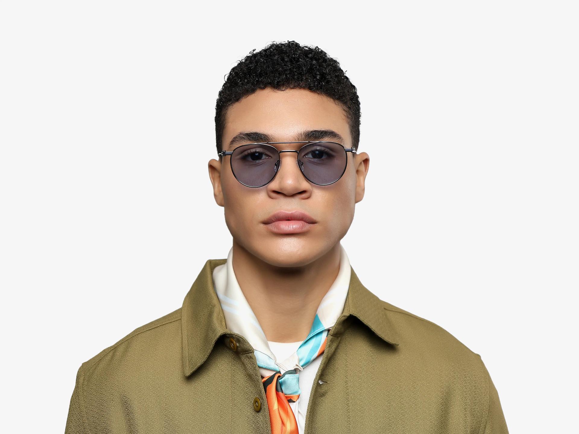 Vintage Gunmetal Frame With Blue Tint Sunglasses