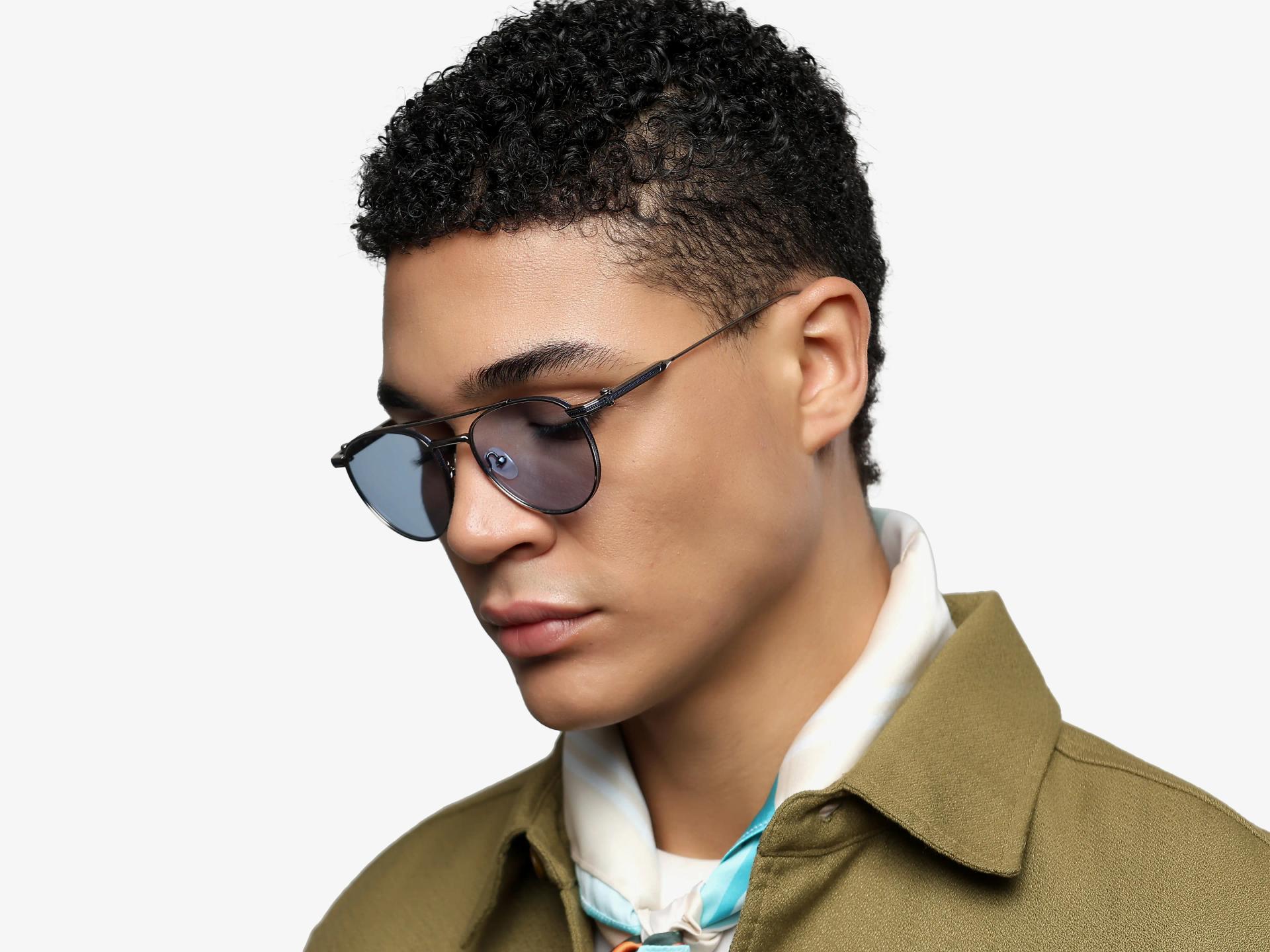 Vintage Gunmetal Frame With Blue Tint Sunglasses