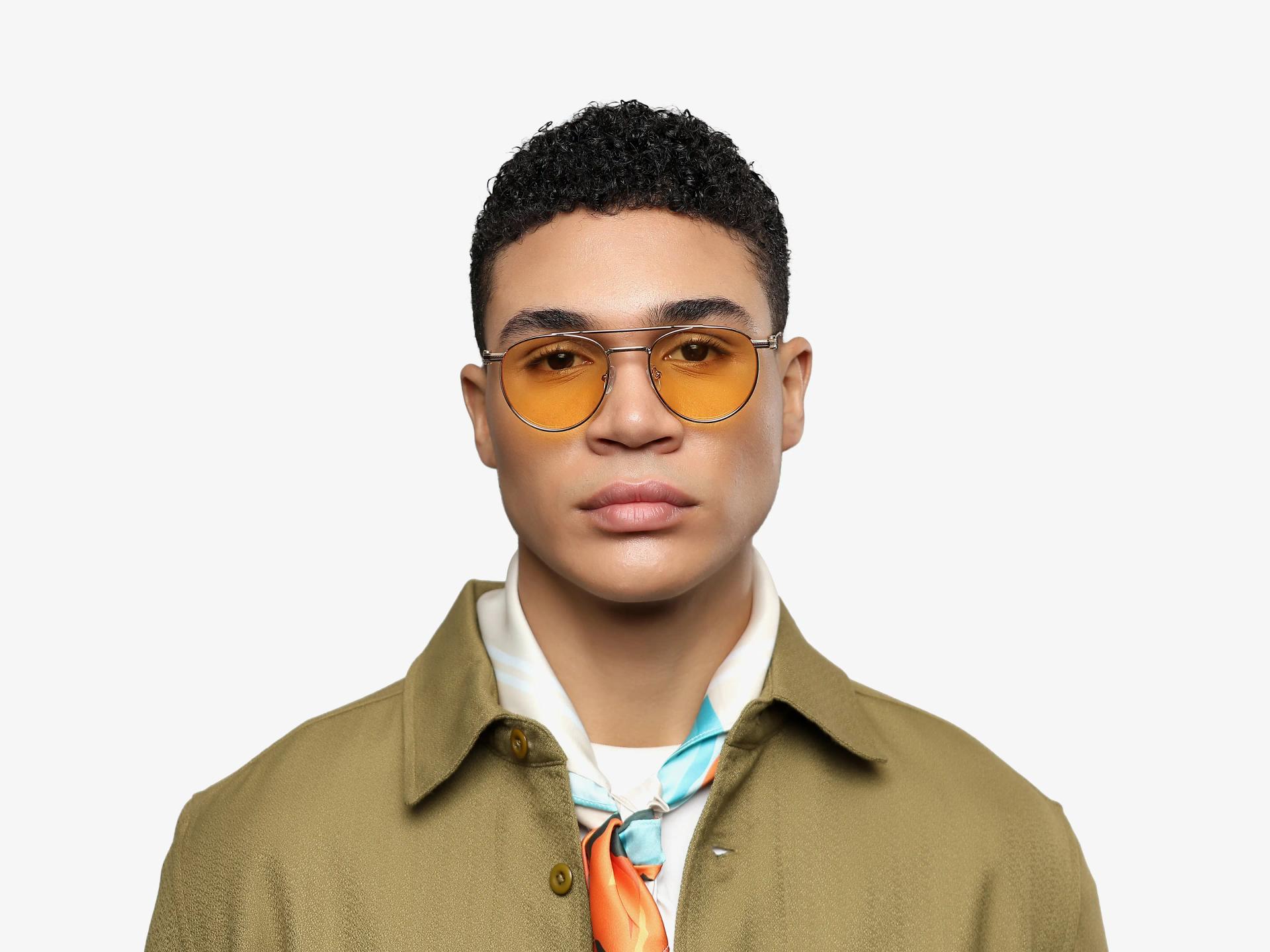 Funky Gold Double Bridge Frame With Yellow Tint Sunglasses