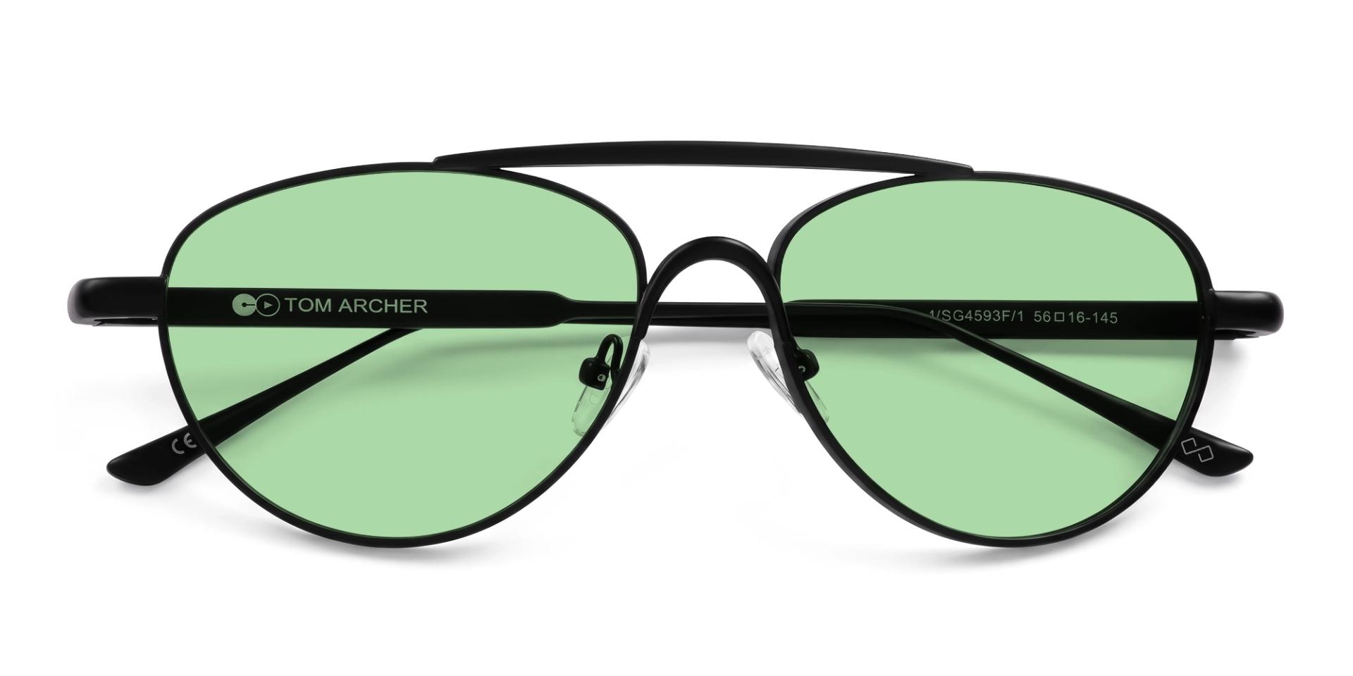 Pilot Black Matte Double Bridge Oval Sunglasses-6