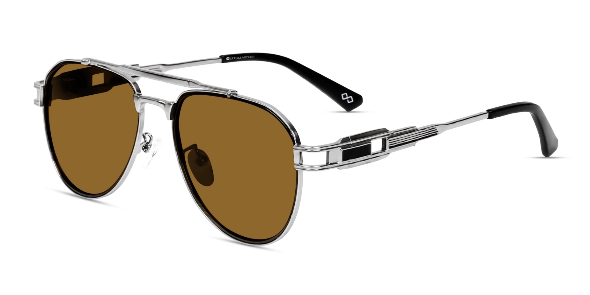 Thick Silver & Brown Frame With Brown Tint Sunglasses-3 Thick Silver & Brown Frame With Brown Tint Sunglasses-3