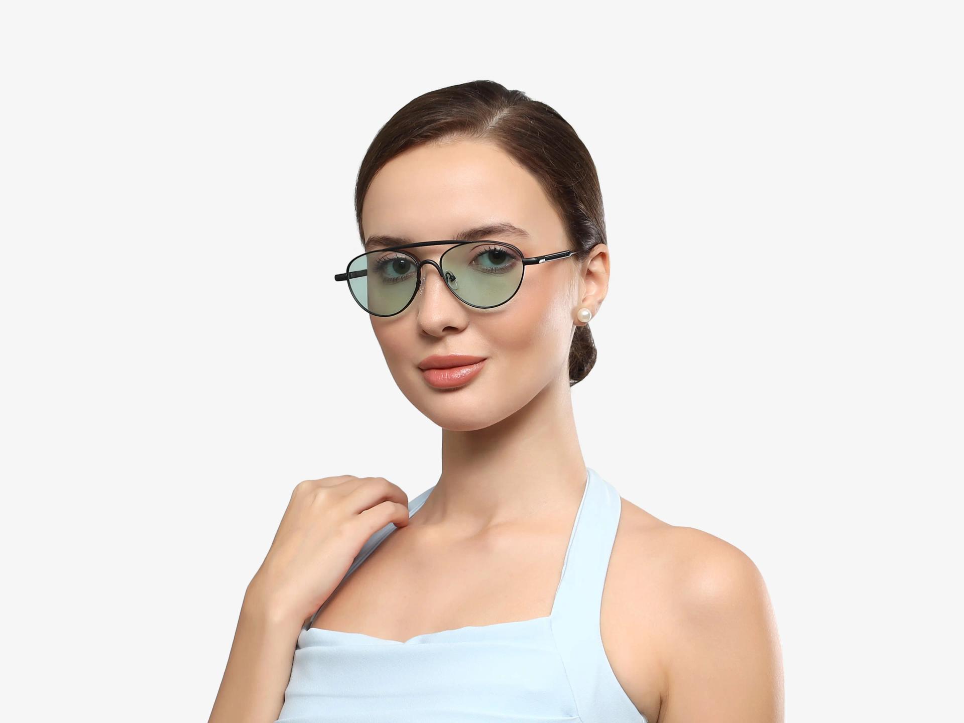 Pilot Black Matte Double Bridge Oval Sunglasses-1