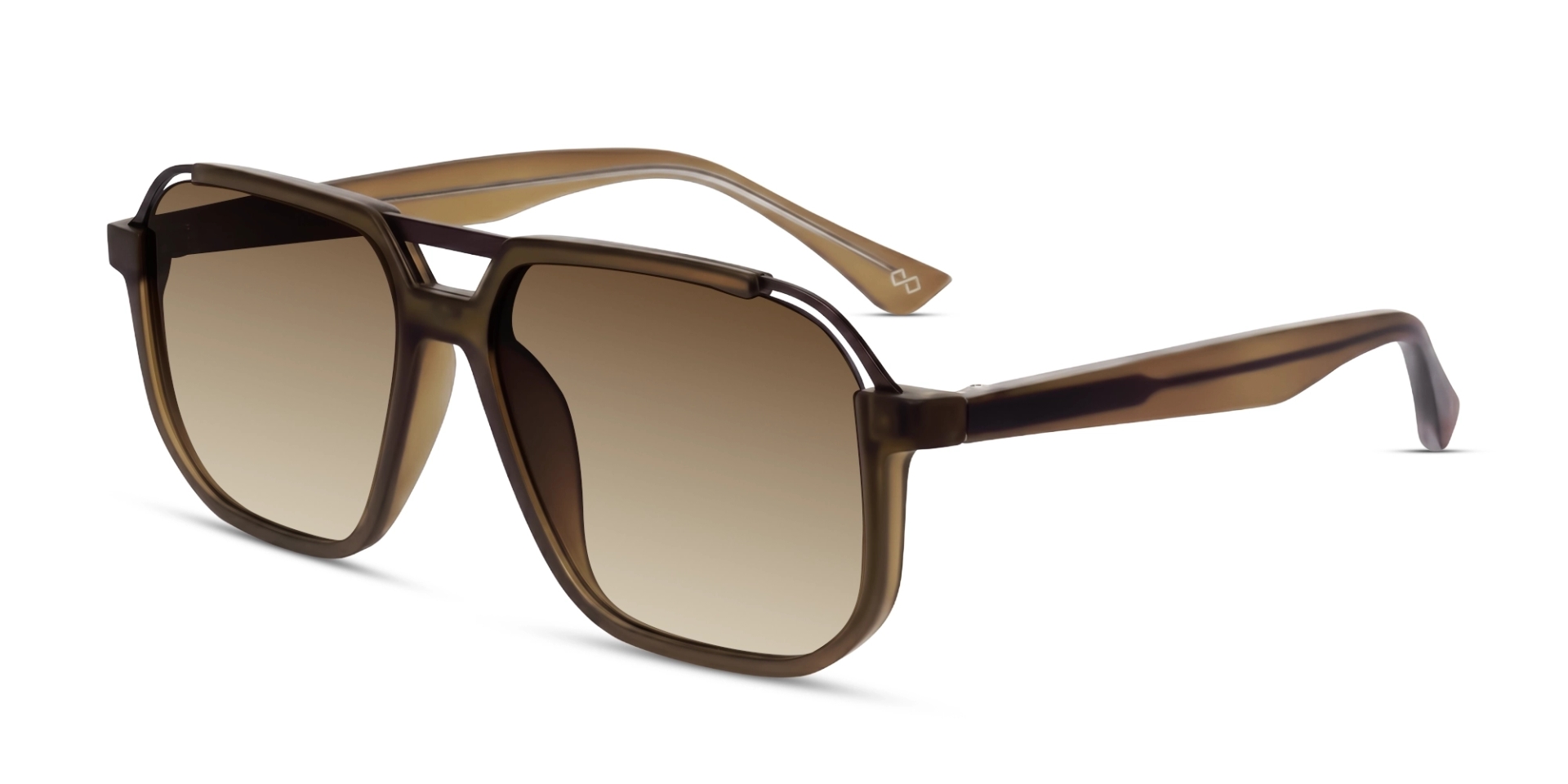 Translucent Caramel Pilot Frame With Brown Tint Sunglasses-3