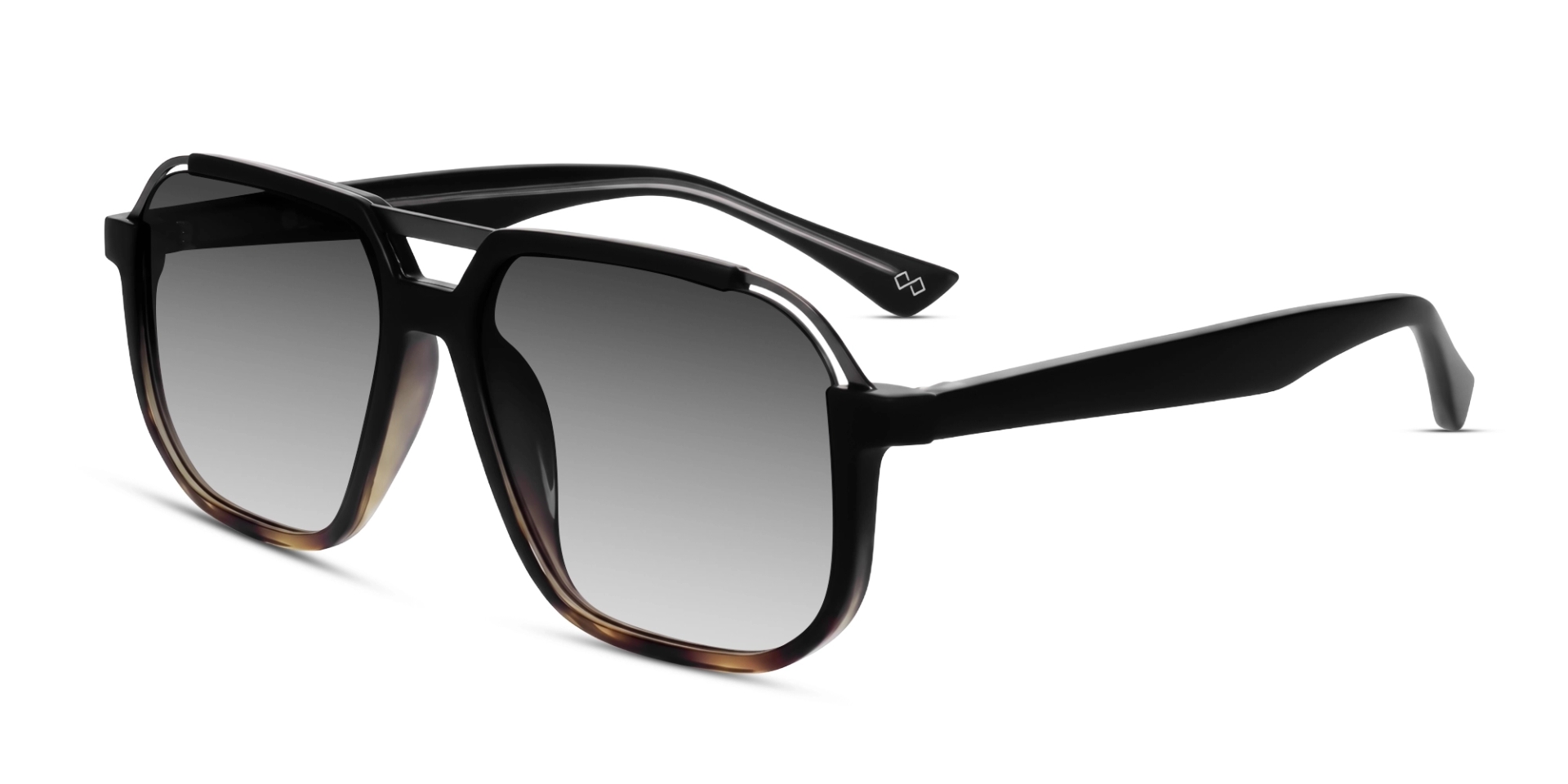 Black & Tortoise Pilot Frame With Grey Tint Sunglasses-3