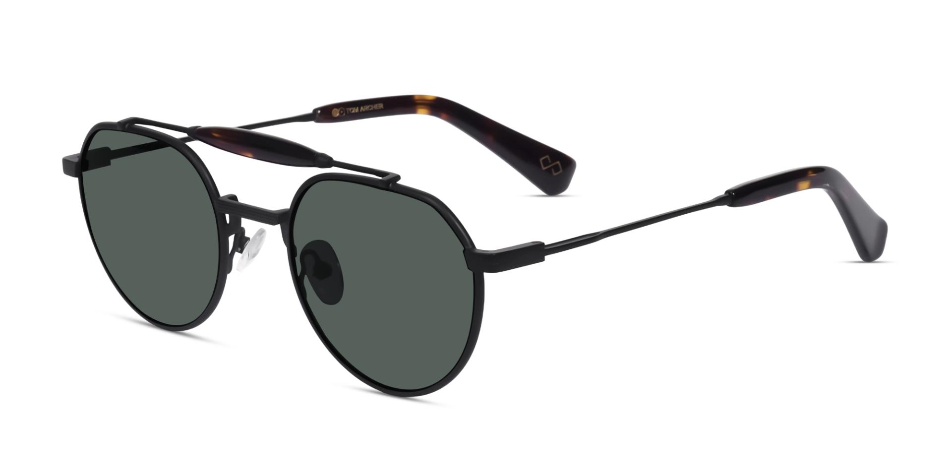 Matte Black Double Bridge Frame With Grey Tint Sunglasses-52