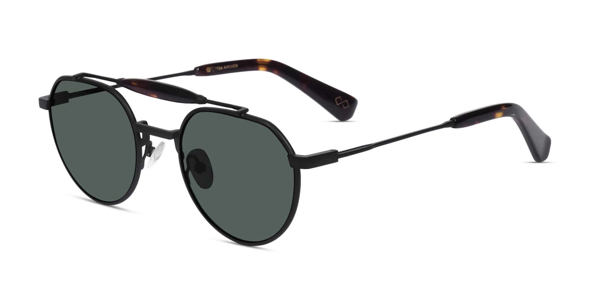 Matte Black Double Bridge Frame With Grey Tint Sunglasses-52 Matte Black Double Bridge Frame With Grey Tint Sunglasses-52