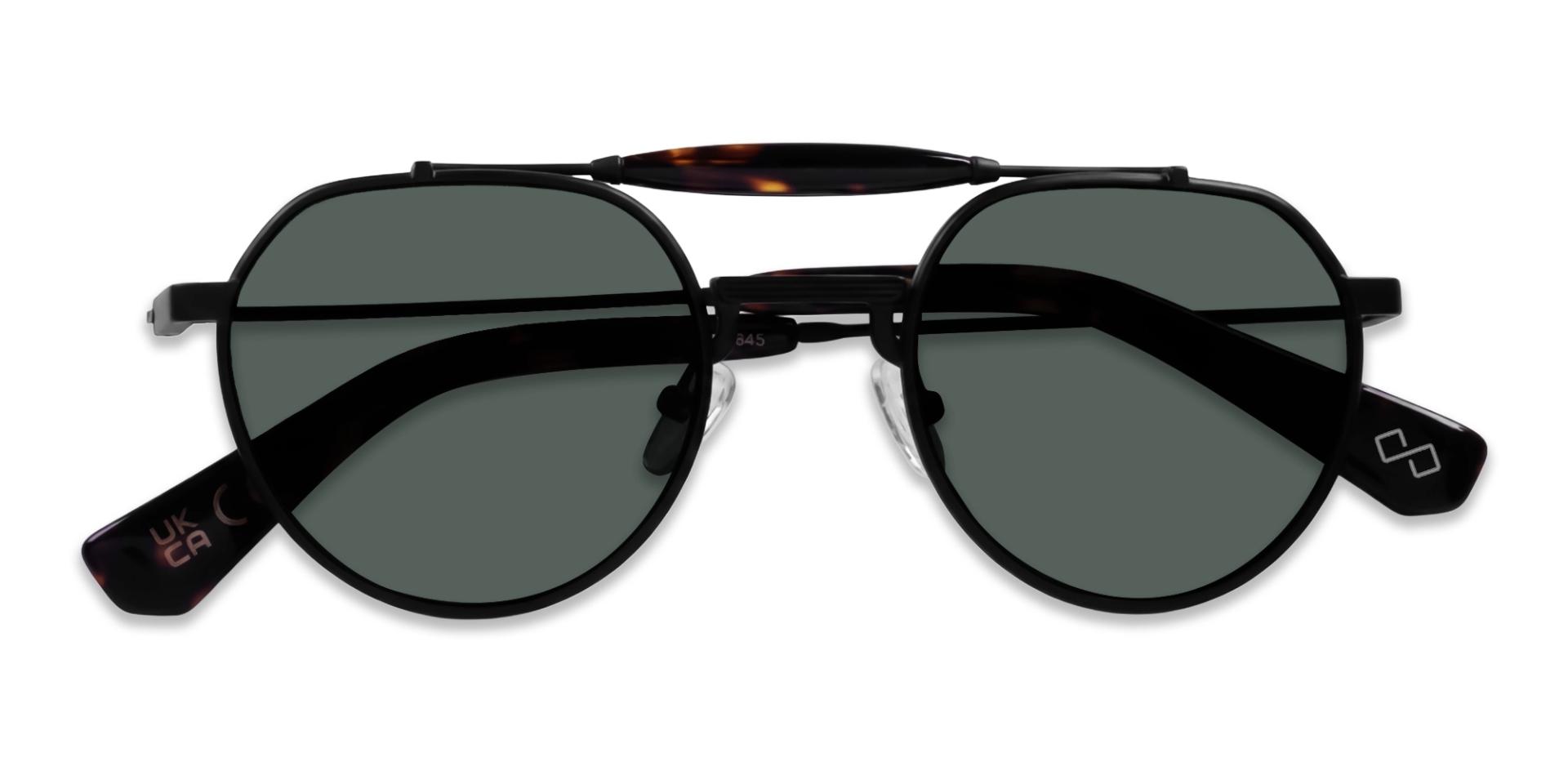 Matte Black Double Bridge Frame With Grey Tint Sunglasses-52