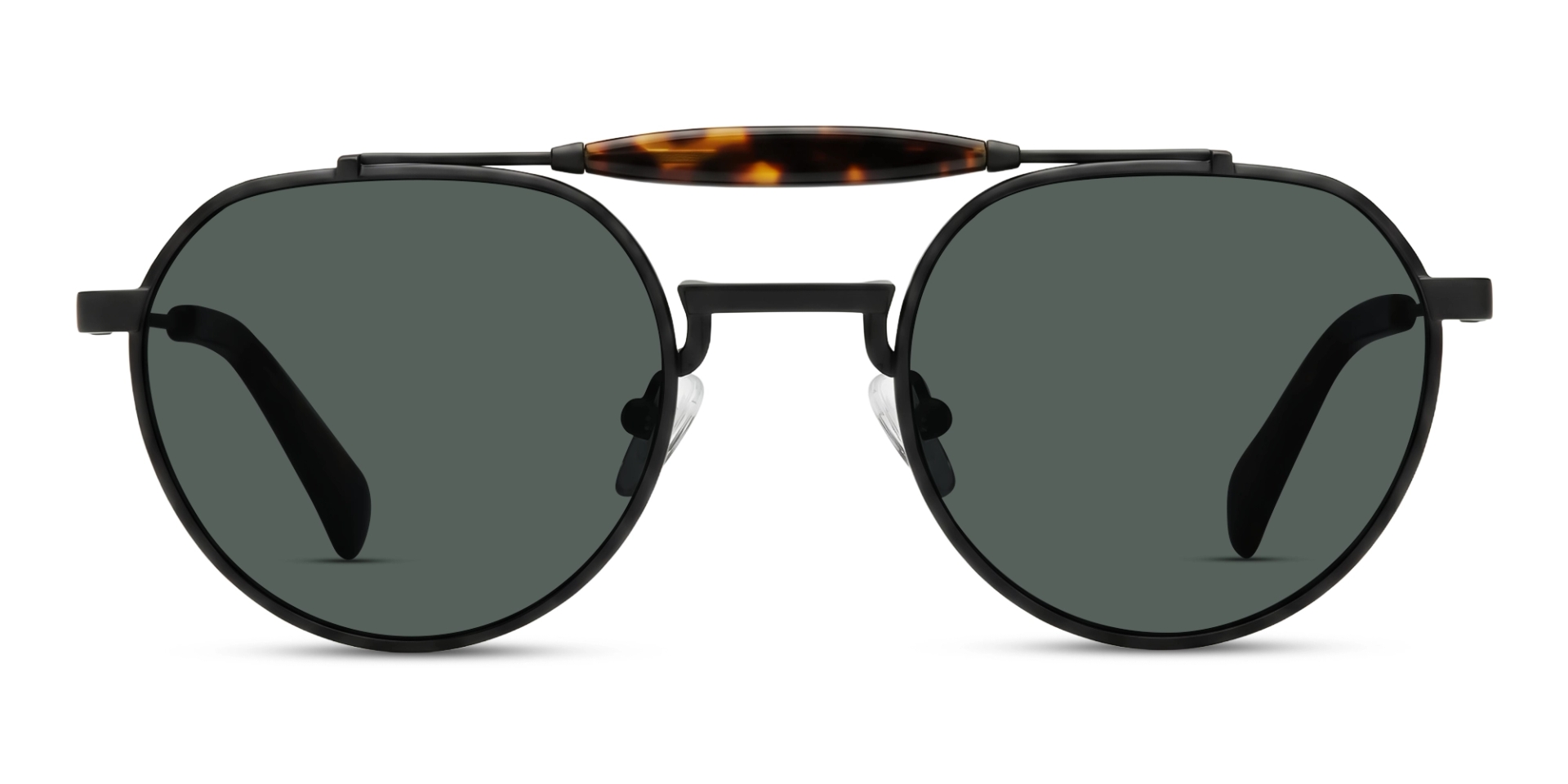 Matte Black Double Bridge Frame With Grey Tint Sunglasses-52 Matte Black Double Bridge Frame With Grey Tint Sunglasses-52
