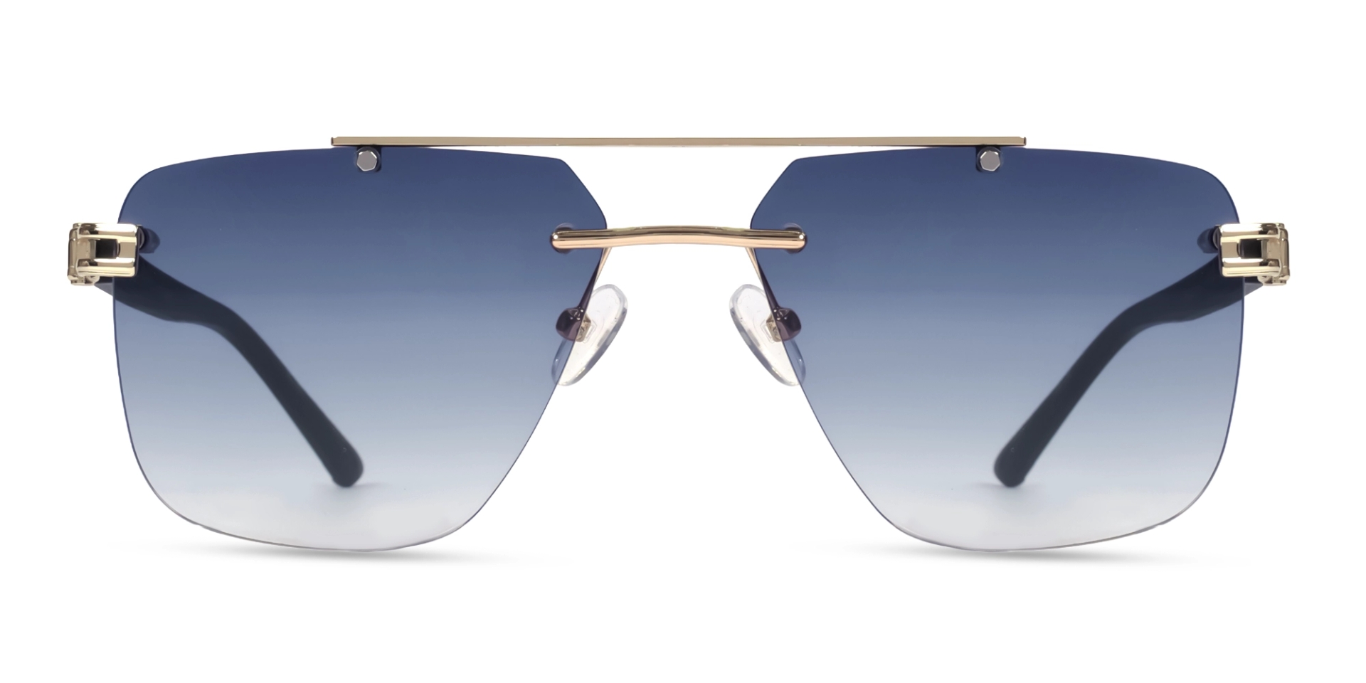 Gold Rimless Frame With Grey Gradient Tint Sunglasses Gold Rimless Frame With Grey Gradient Tint Sunglasses