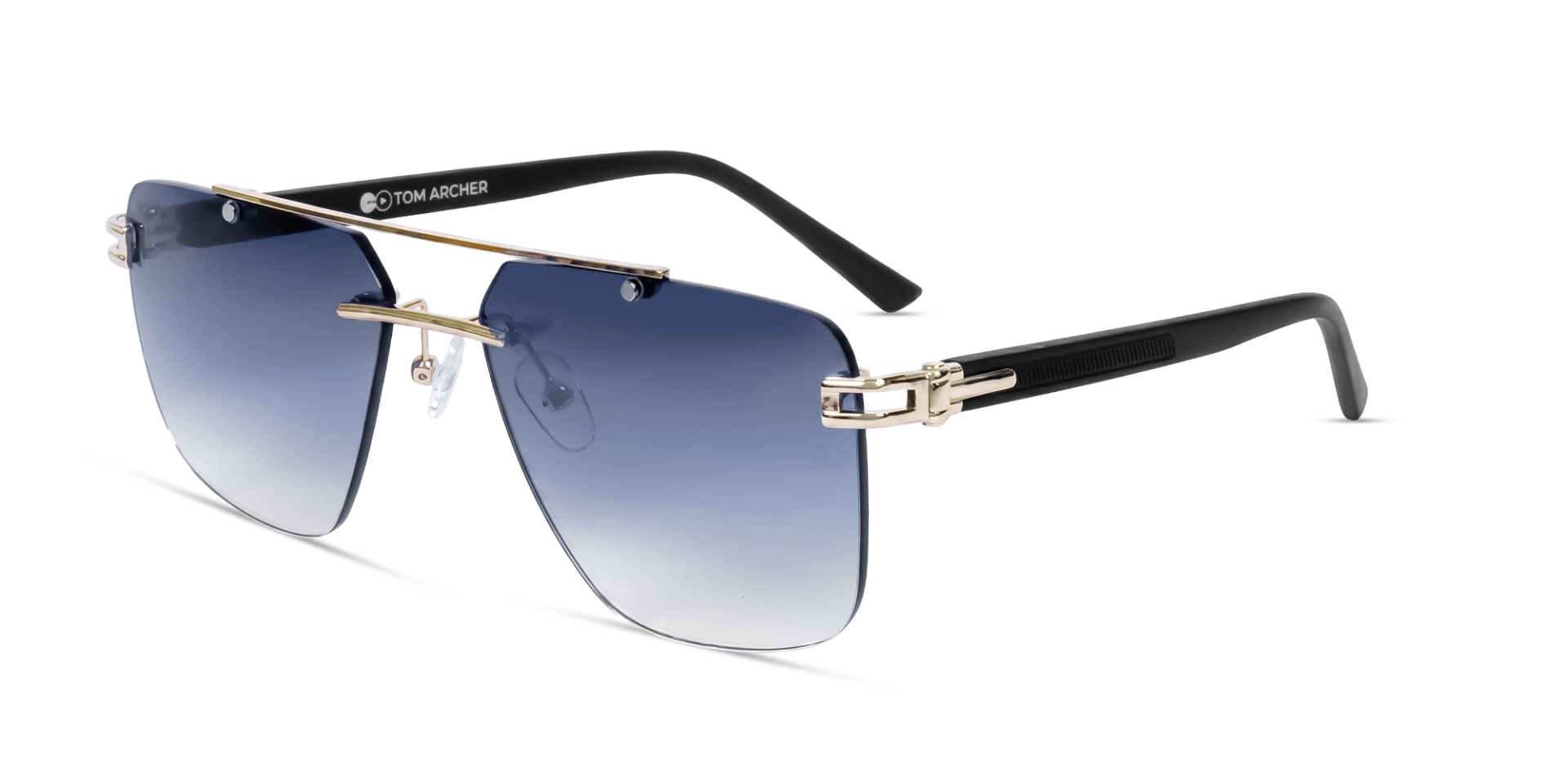 Gold Rimless Frame With Grey Gradient Tint Sunglasses Gold Rimless Frame With Grey Gradient Tint Sunglasses