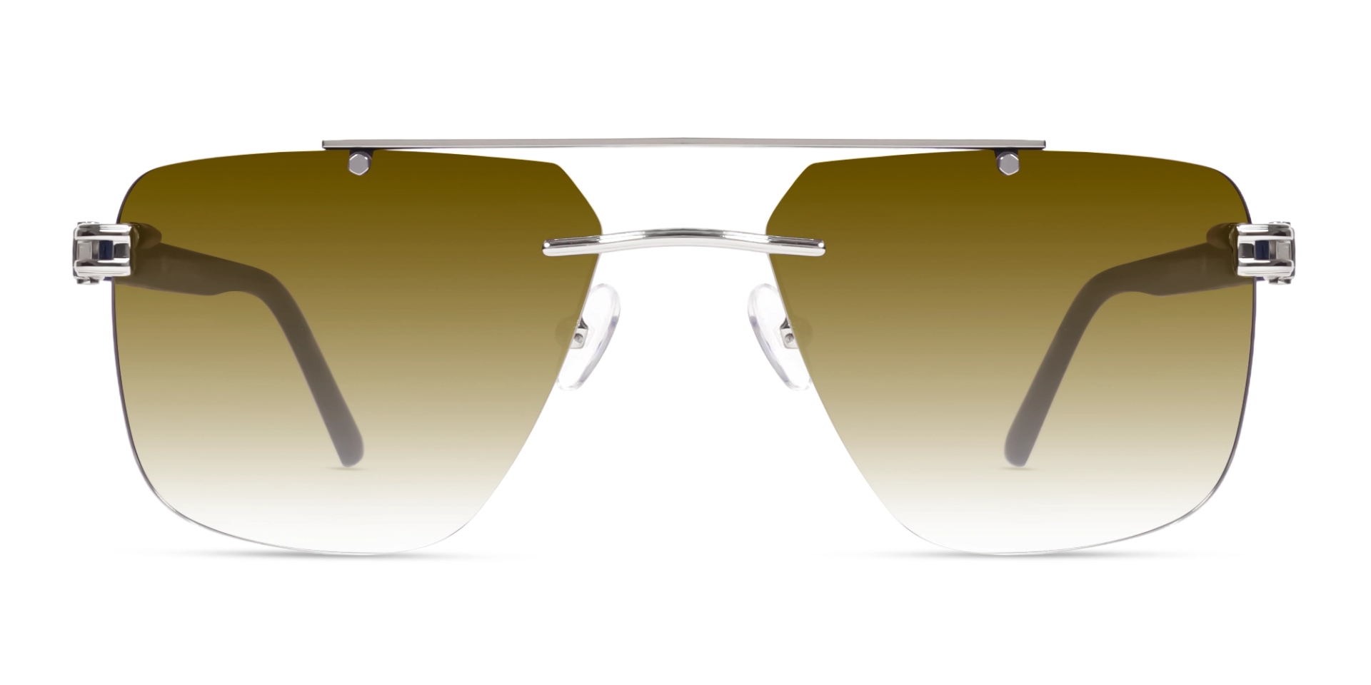 Silver Metal Rimless Frame With Brown Tint Sunglasses Silver Metal Rimless Frame With Brown Tint Sunglasses