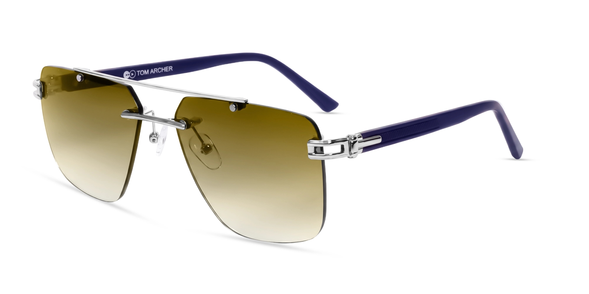 Silver Metal Rimless Frame With Brown Tint Sunglasses Silver Metal Rimless Frame With Brown Tint Sunglasses