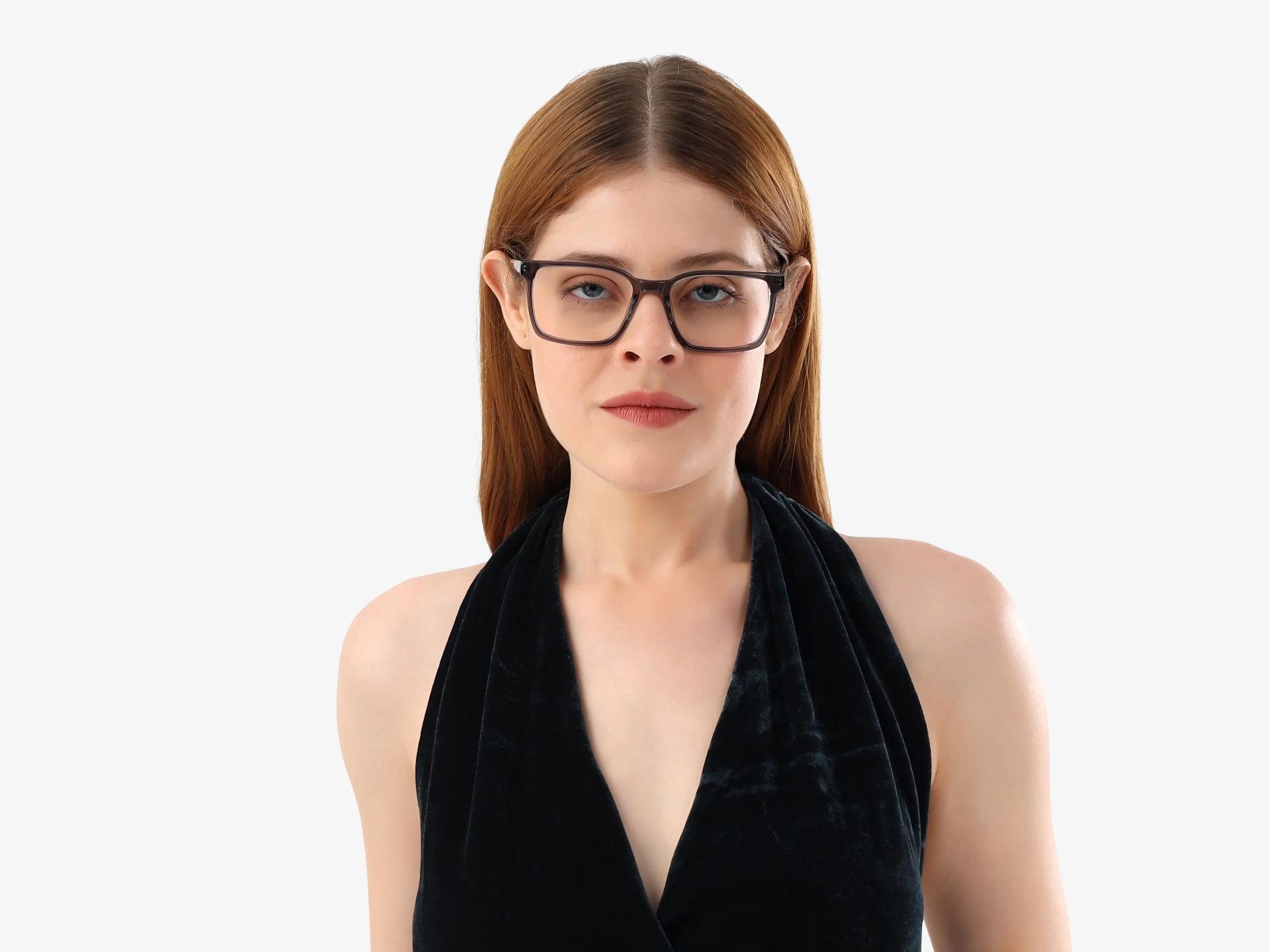 Crystal Charcoal Grey Square Full-Rim Acetate Glasses-1