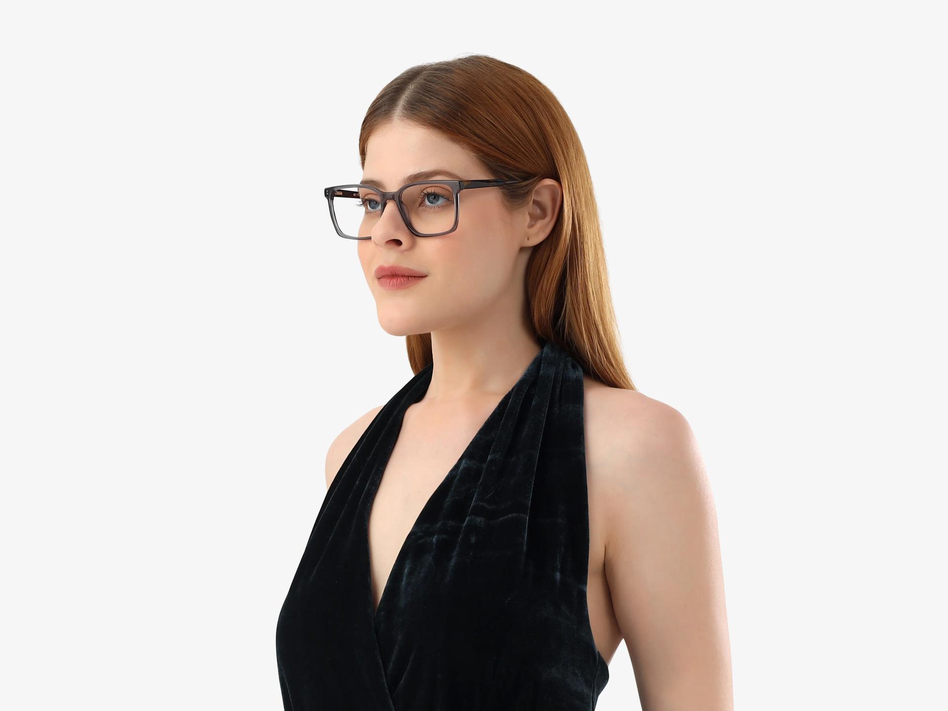 Crystal Charcoal Grey Square Full-Rim Acetate Glasses-1