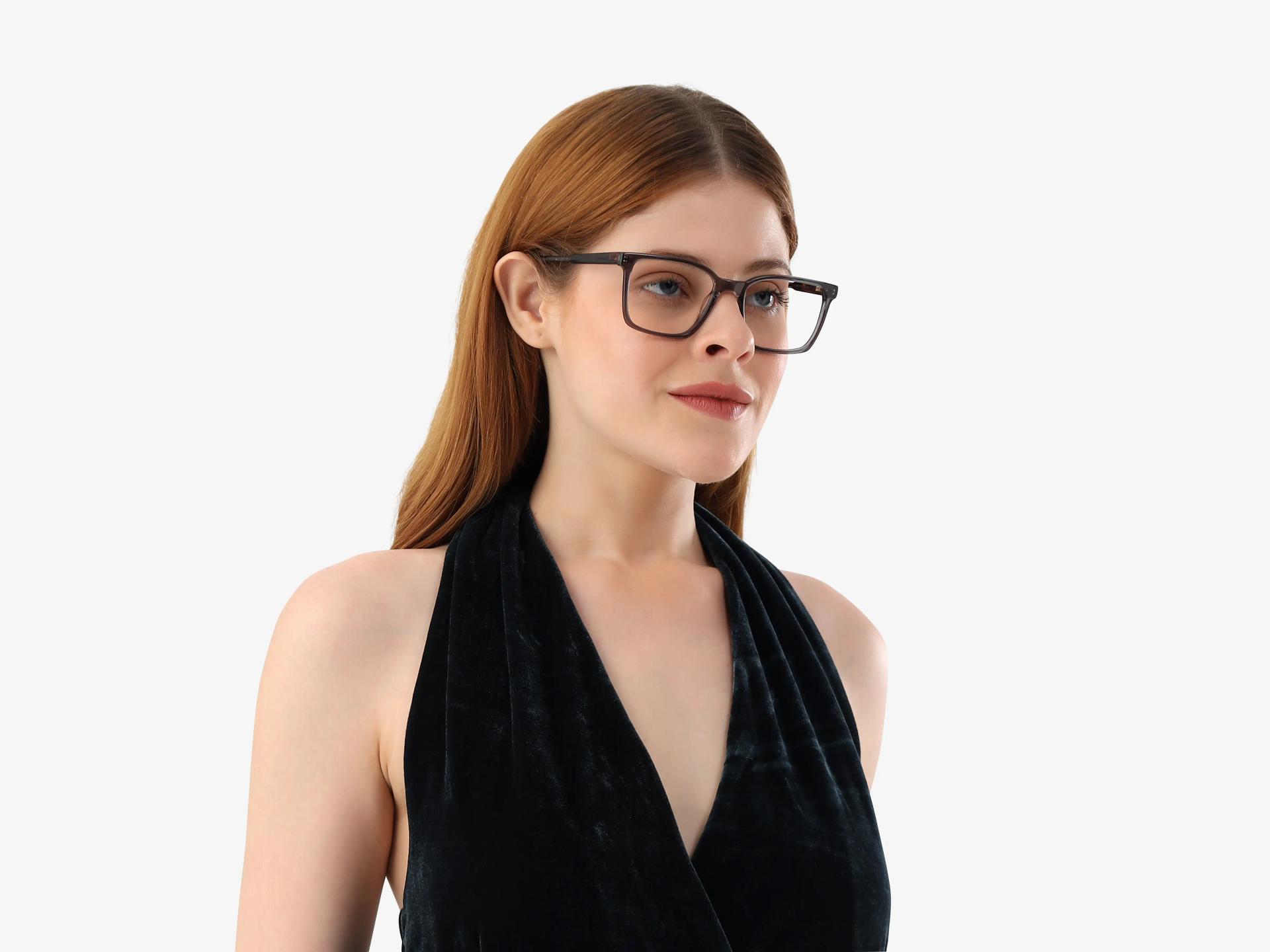 Crystal Charcoal Grey Square Full-Rim Acetate Glasses-1