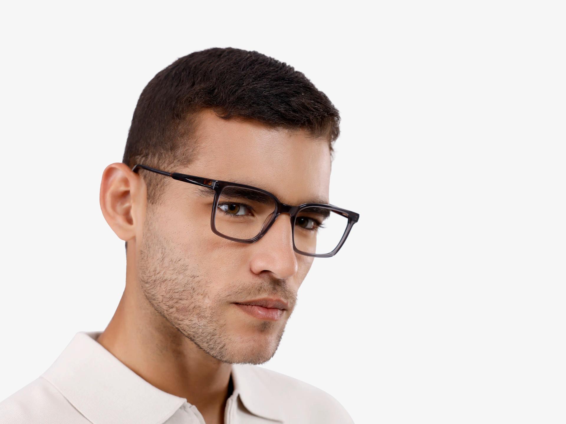 Crystal Charcoal Grey Square Full-Rim Acetate Glasses-1