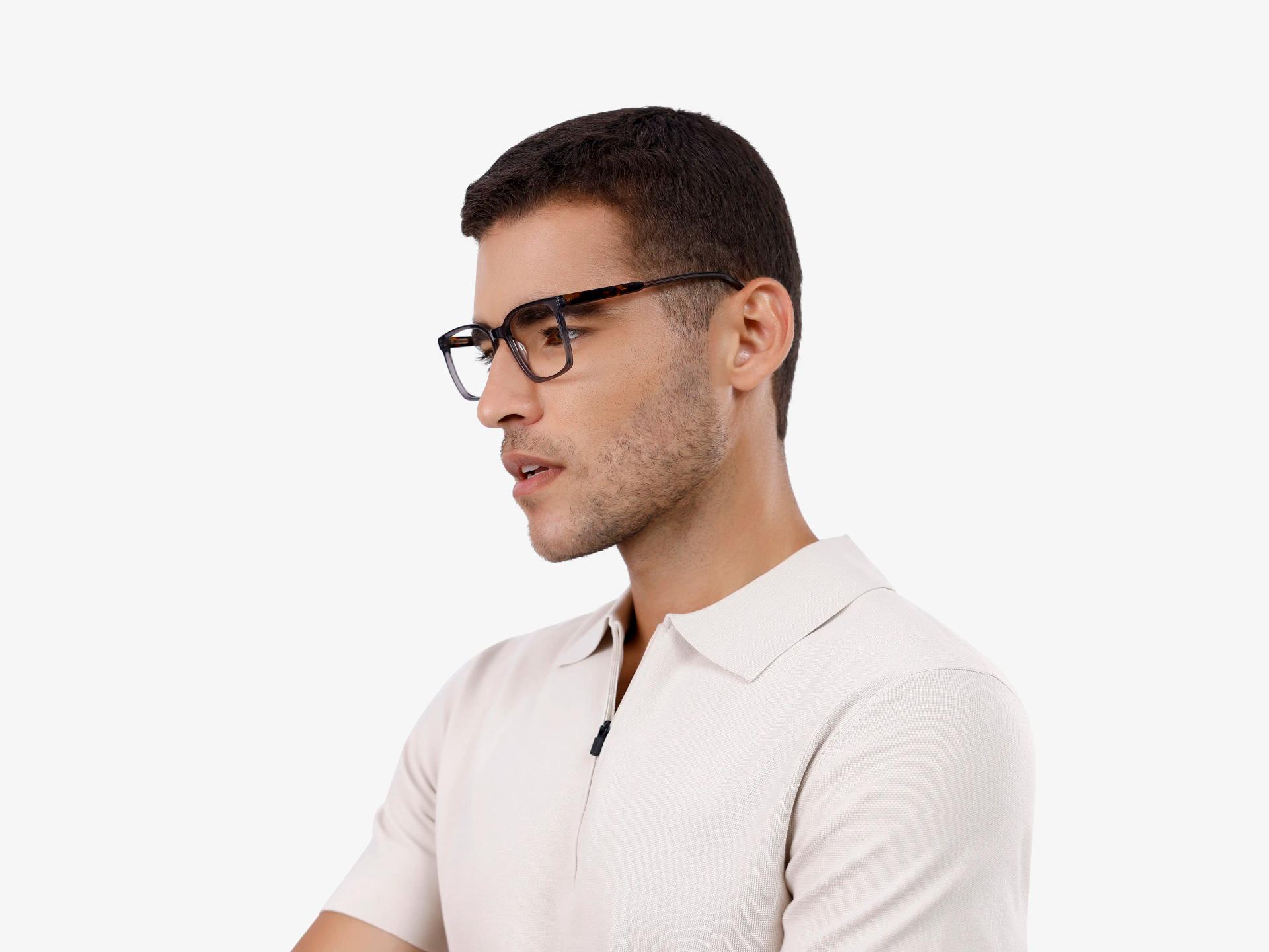 Crystal Charcoal Grey Square Full-Rim Acetate Glasses-1