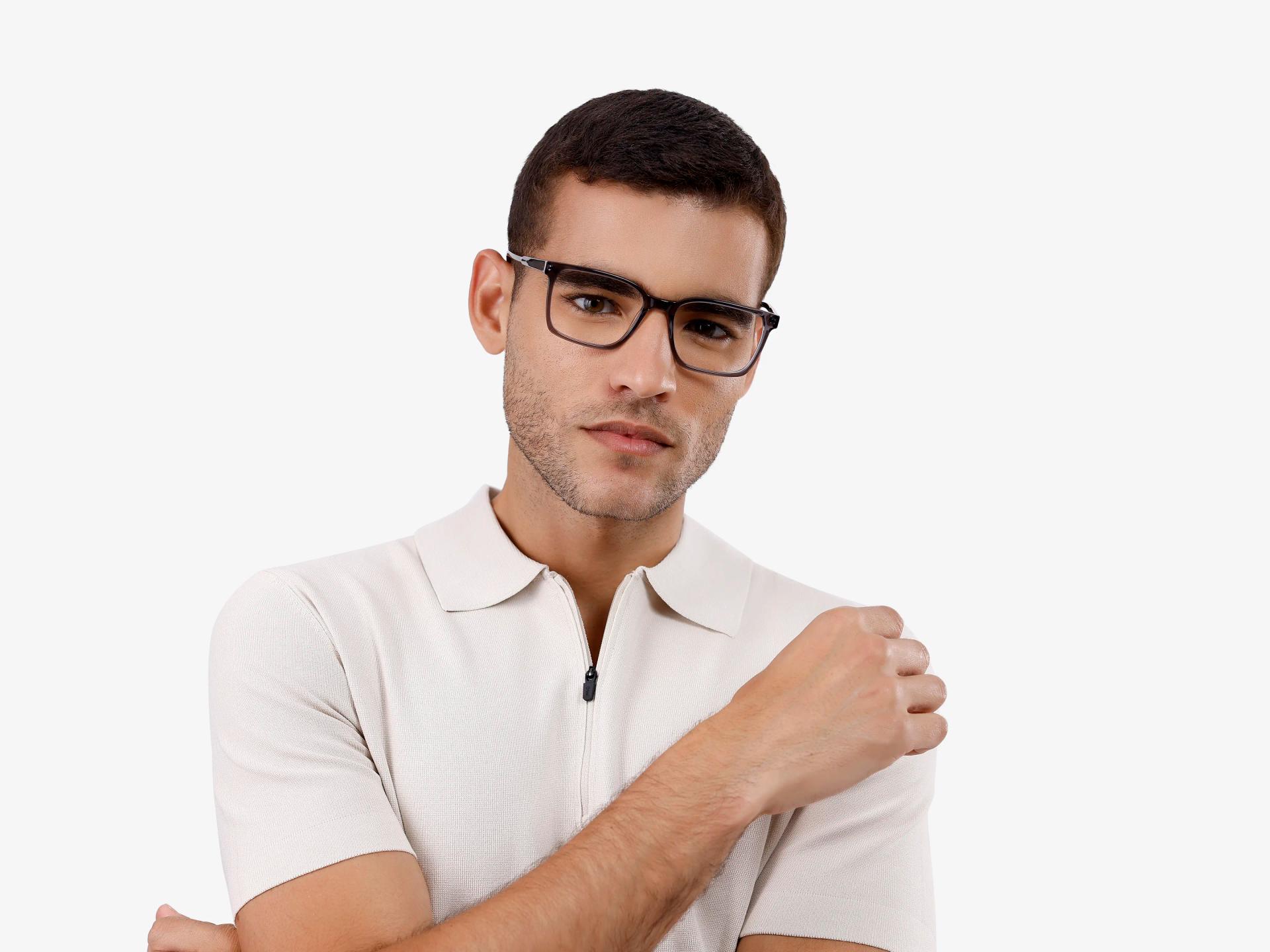 Crystal Charcoal Grey Square Full-Rim Acetate Glasses-1