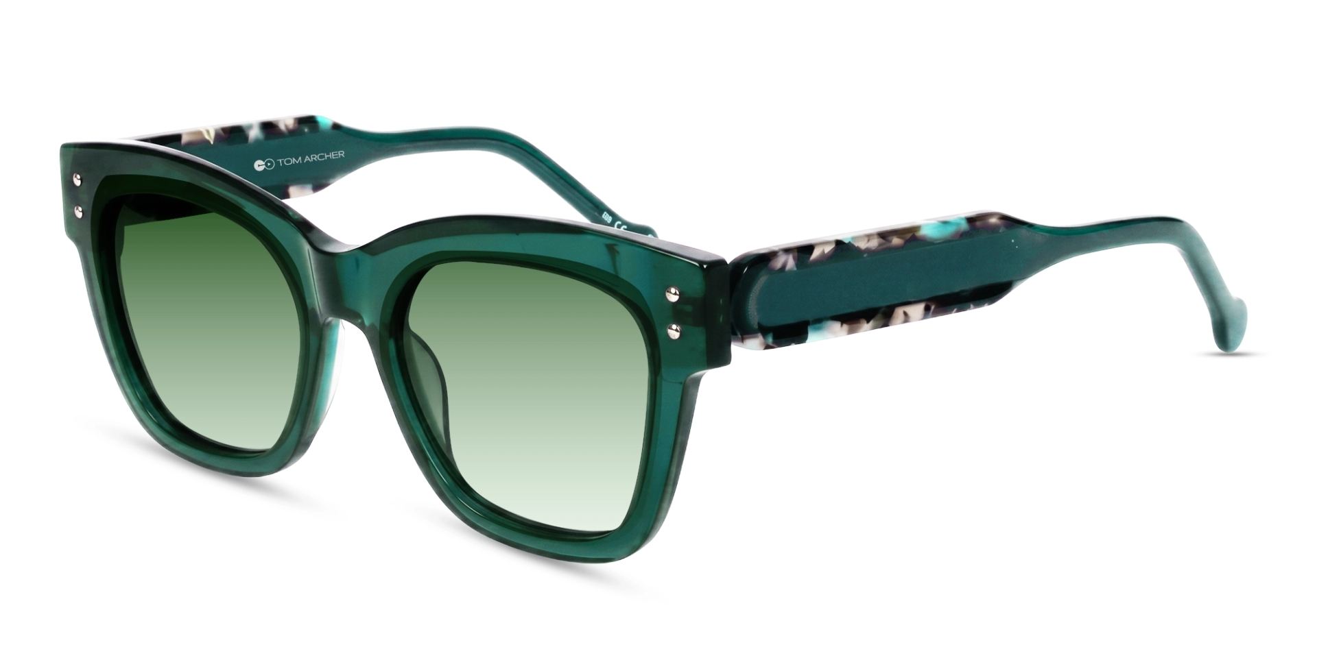 Crystal Teal Square Medium Frame With Green Tints-3 Crystal Teal Square Medium Frame With Green Tints-3