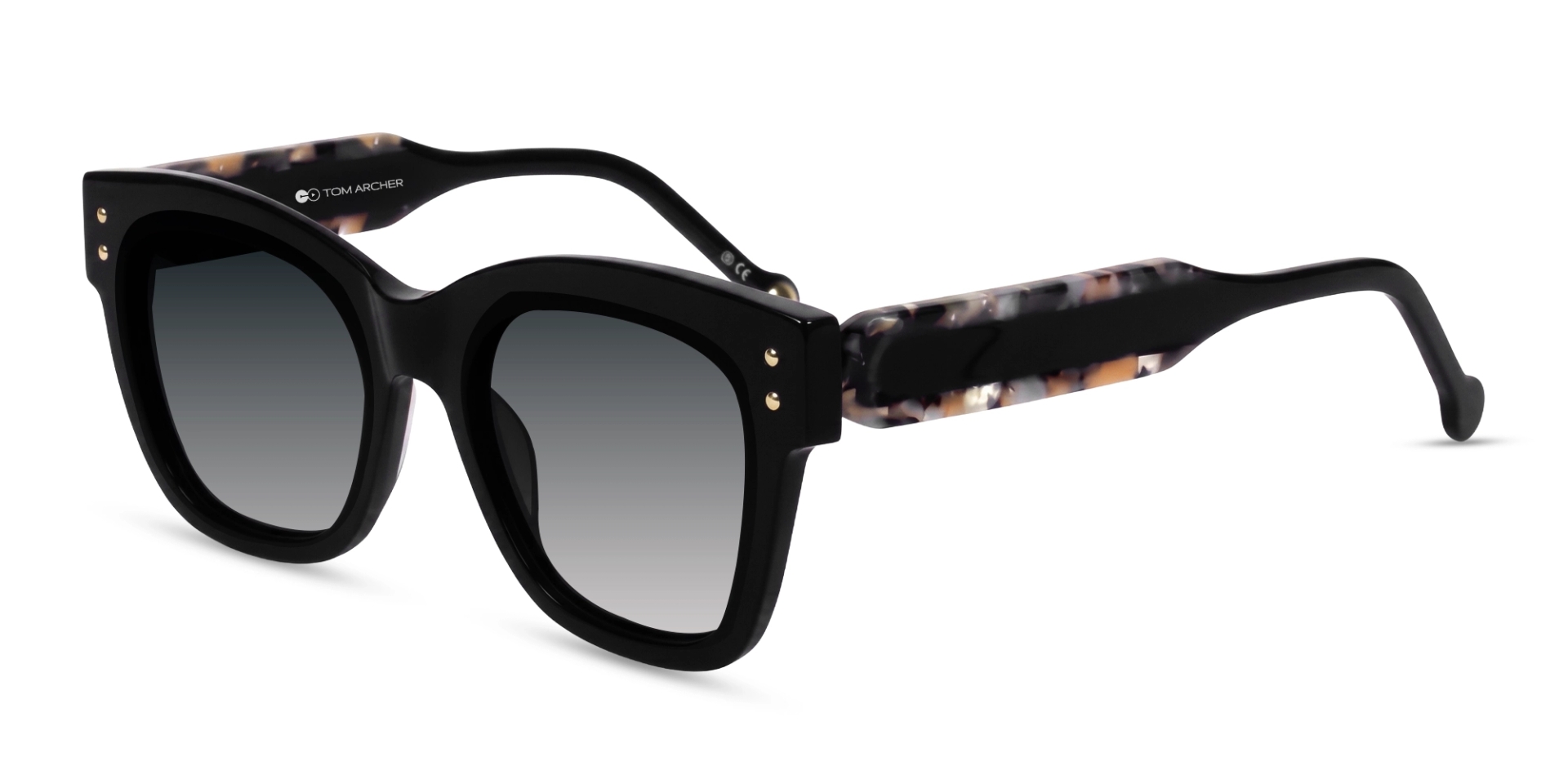 Black Square Medium Frame With Grey Tint Sunglasses-3