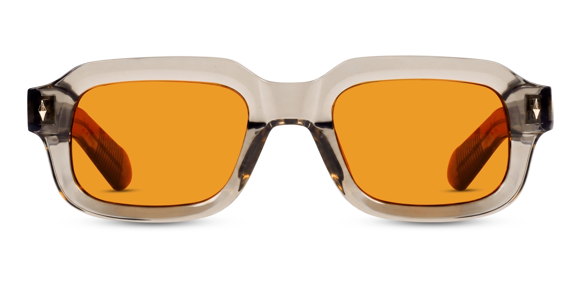 Crystal Grey Thick Acetate Sunglasses With Orange Tint-1