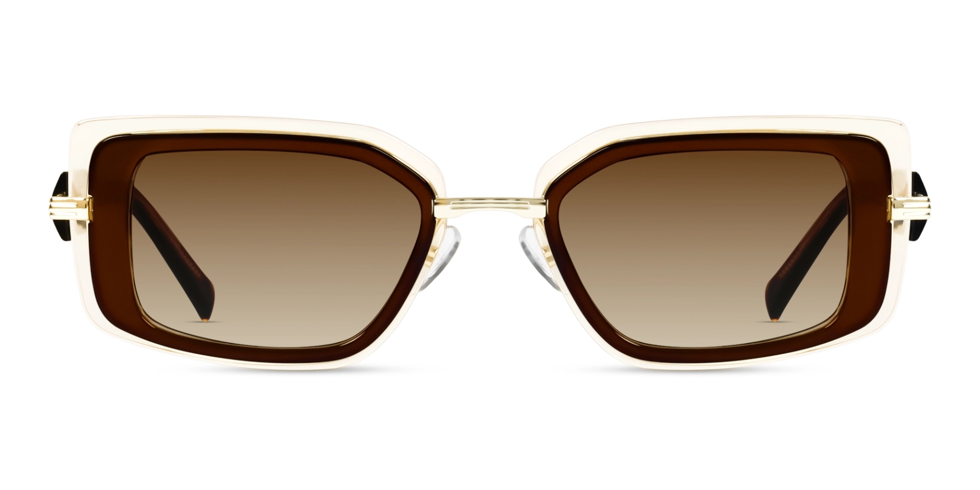 Crystal Brown Frame With Light Brown Tint Rectangular Sunglasses Crystal Brown Frame With Light Brown Tint Rectangular Sunglasses
