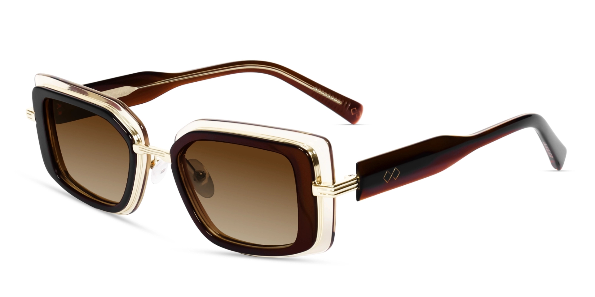 Crystal Brown Frame With Light Brown Tint Rectangular Sunglasses Crystal Brown Frame With Light Brown Tint Rectangular Sunglasses