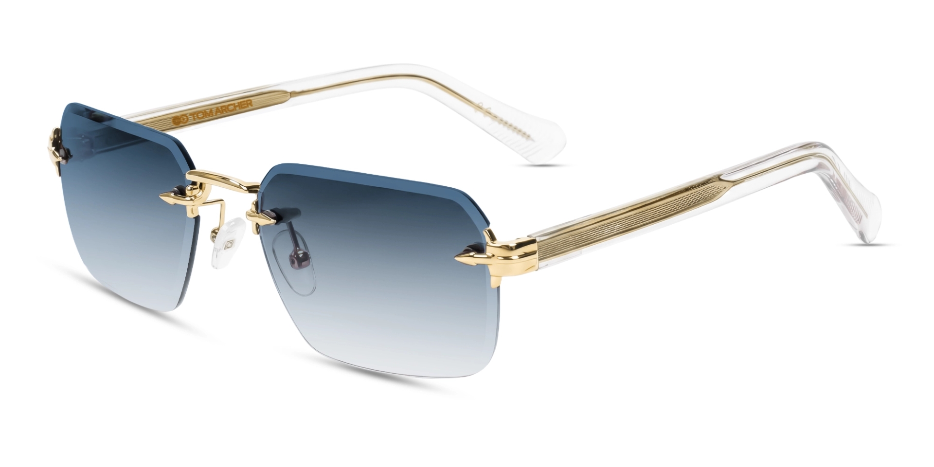 Gold & Clear Vintage Frame With Blue Tint Sunglasses Gold & Clear Vintage Frame With Blue Tint Sunglasses