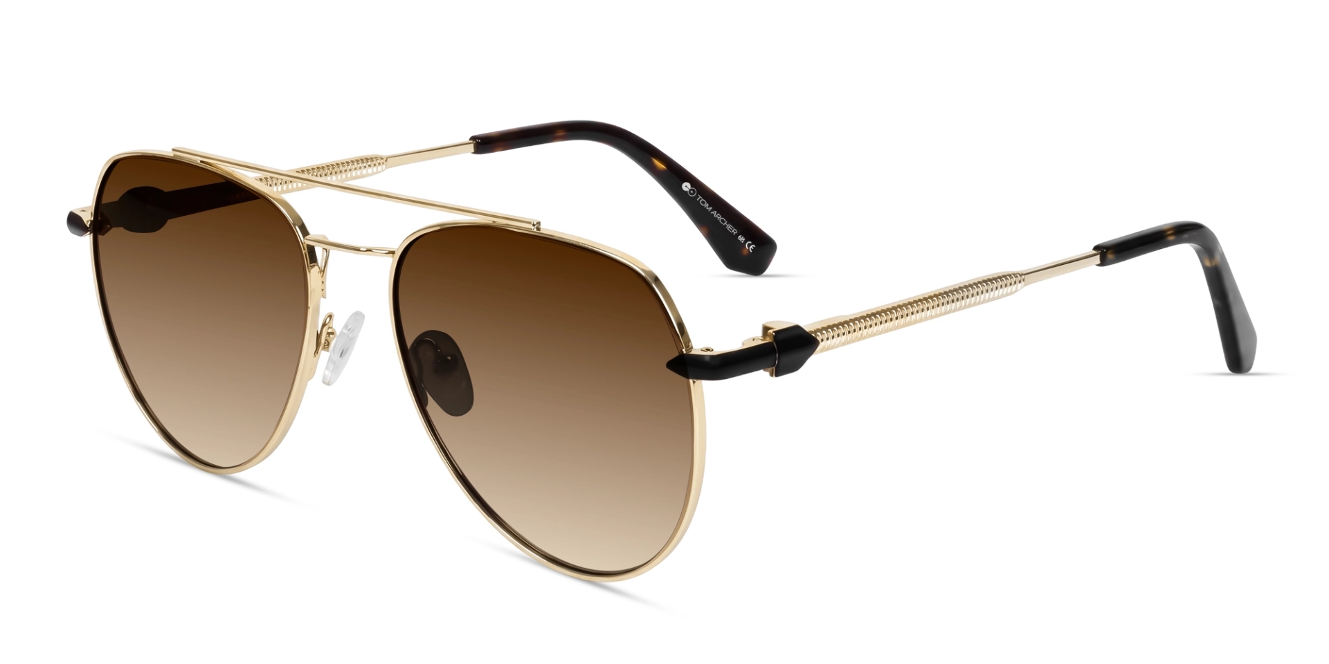 Oversized Gold Metal Frame With Brown Tint Sunglasses-3