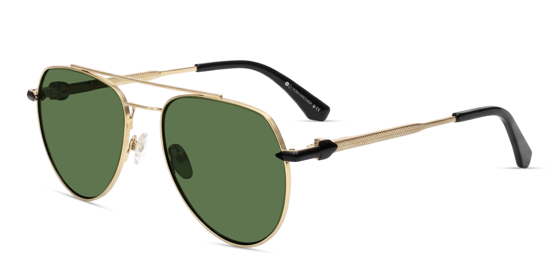 Oversized Polished Gold Metal Frame With Green Tint Sunglasses-3 Oversized Polished Gold Metal Frame With Green Tint Sunglasses-3