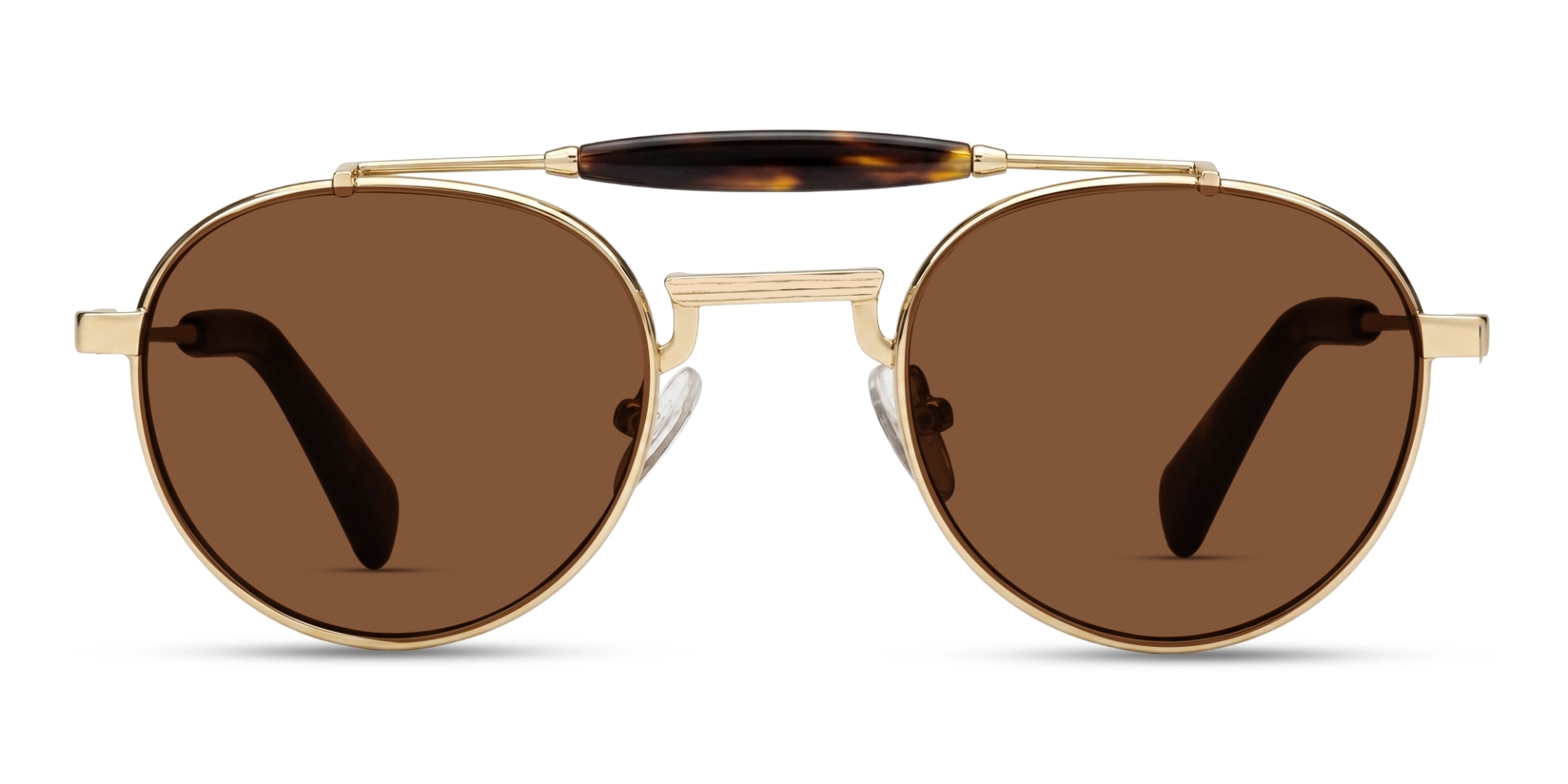 Funky Gold Keyhole Frame With Brown Tint Sunglasses-1