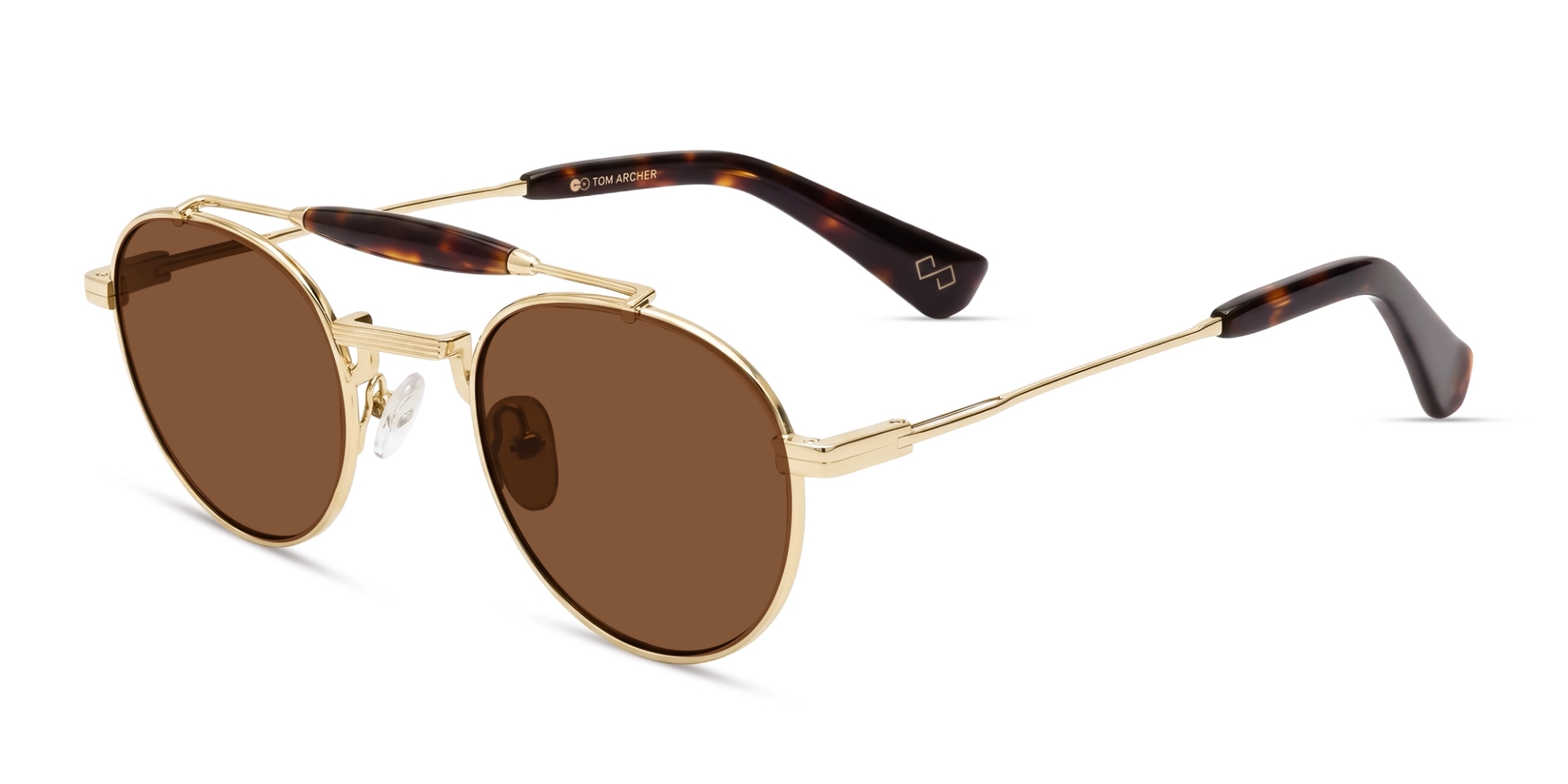 Funky Gold Keyhole Frame With Brown Tint Sunglasses-3