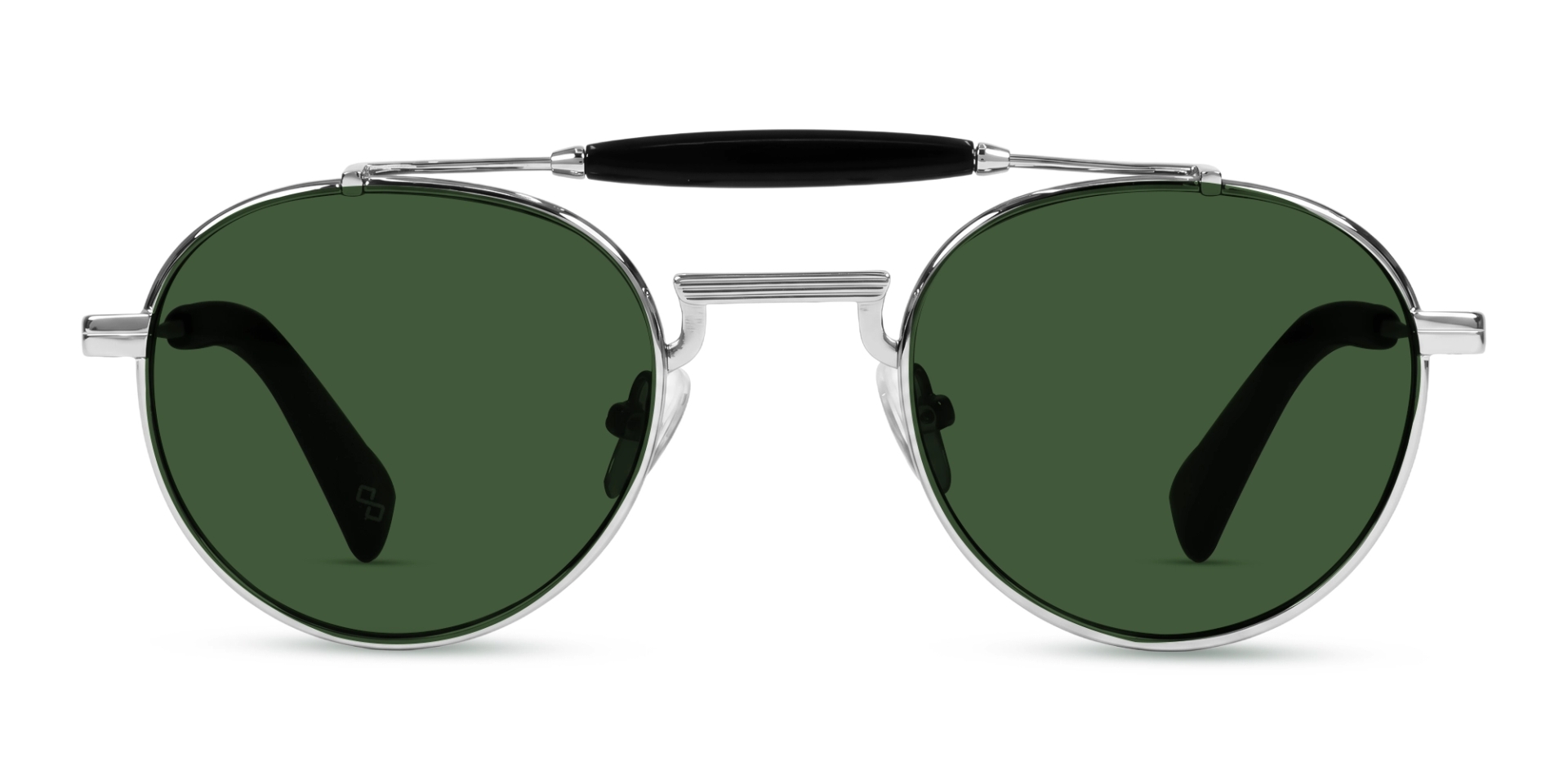 Vintage Silver Metal Frame With Green Tint Sunglasses-1 Vintage Silver Metal Frame With Green Tint Sunglasses-1