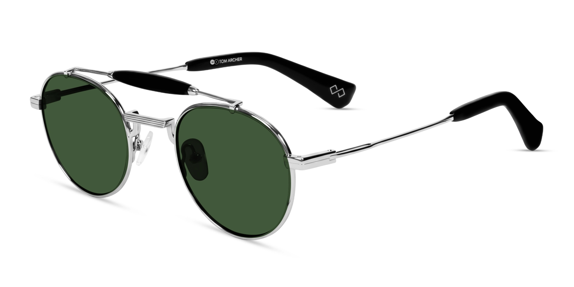 Vintage Silver Metal Frame With Green Tint Sunglasses-3 Vintage Silver Metal Frame With Green Tint Sunglasses-3