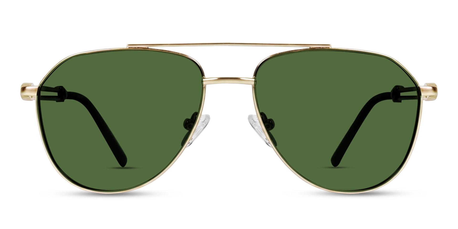 Matte Gold Retro Frame Green Tint Polarised Sunglasses-1 Matte Gold Retro Frame Green Tint Polarised Sunglasses-1