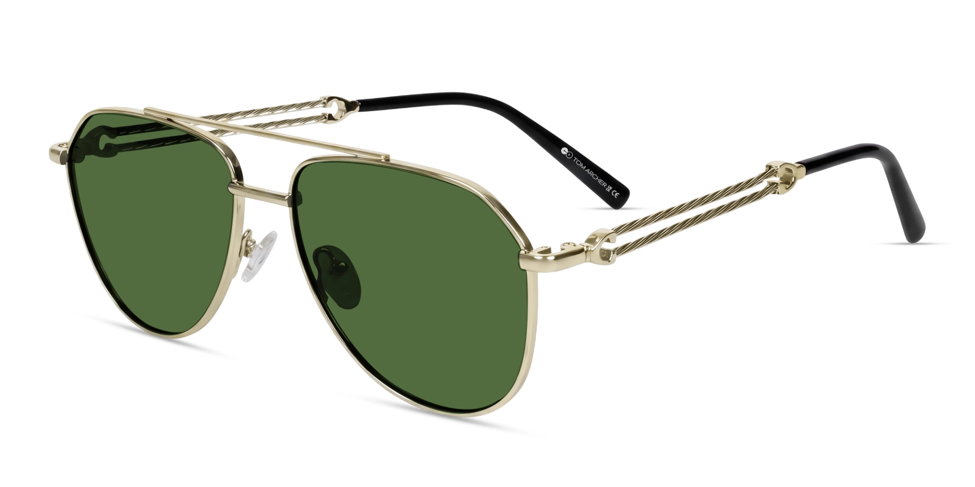 Matte Gold Retro Frame Green Tint Polarised Sunglasses-3 Matte Gold Retro Frame Green Tint Polarised Sunglasses-3
