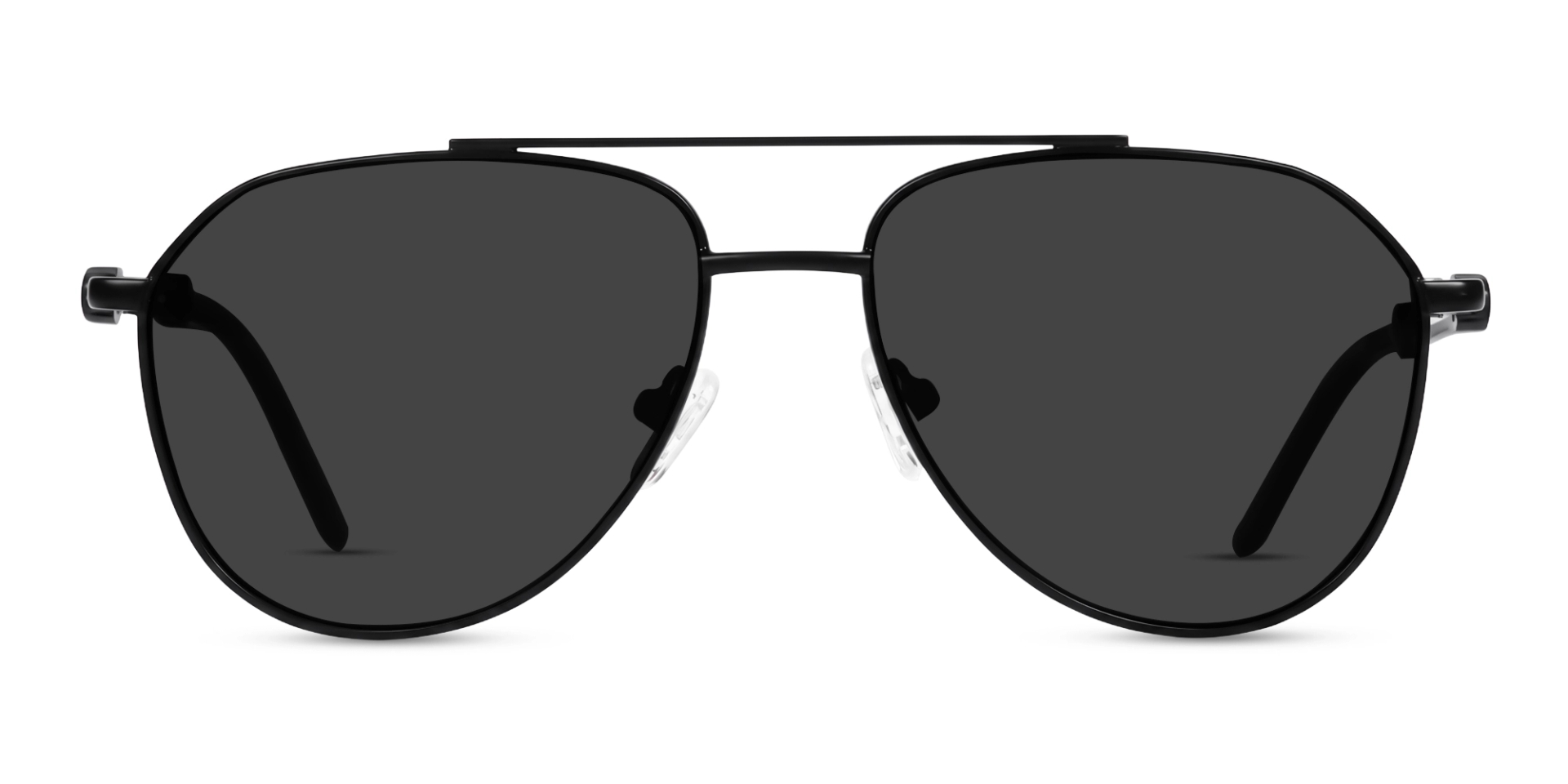 Black Retro Pilot Frame With Dark Grey Tint Sunglasses-1