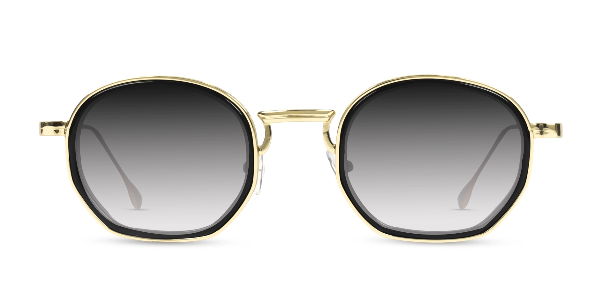 Gold & Grey Fullrim Geometric Frame With Grey Tint Sunglasses-1 Gold & Grey Fullrim Geometric Frame With Grey Tint Sunglasses-1