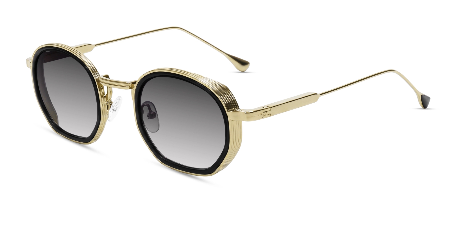 Gold & Grey Fullrim Geometric Frame With Grey Tint Sunglasses-3 Gold & Grey Fullrim Geometric Frame With Grey Tint Sunglasses-3