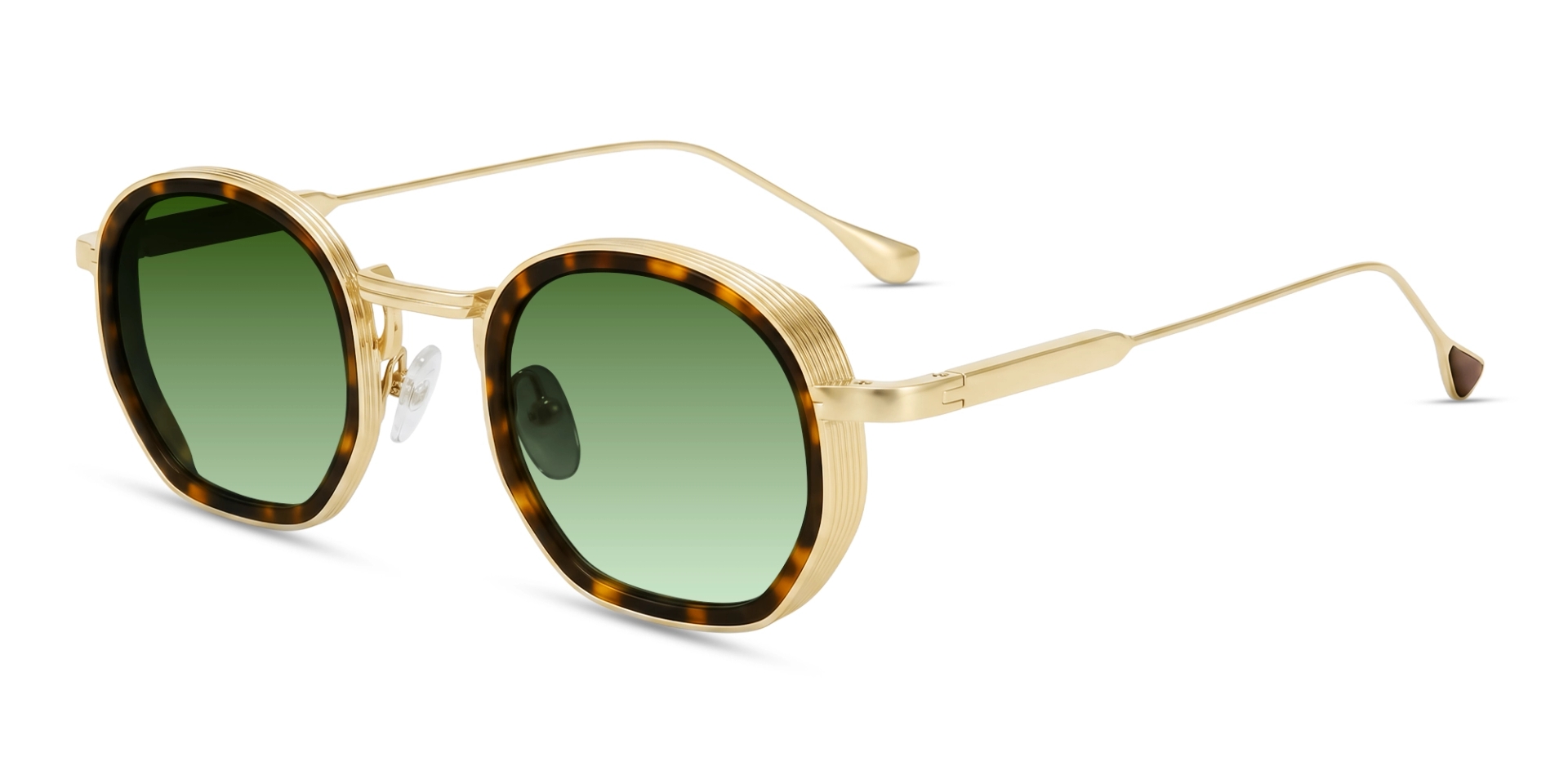 Gold & Green Frame With Green Tint Rectangular Sunglasses-3