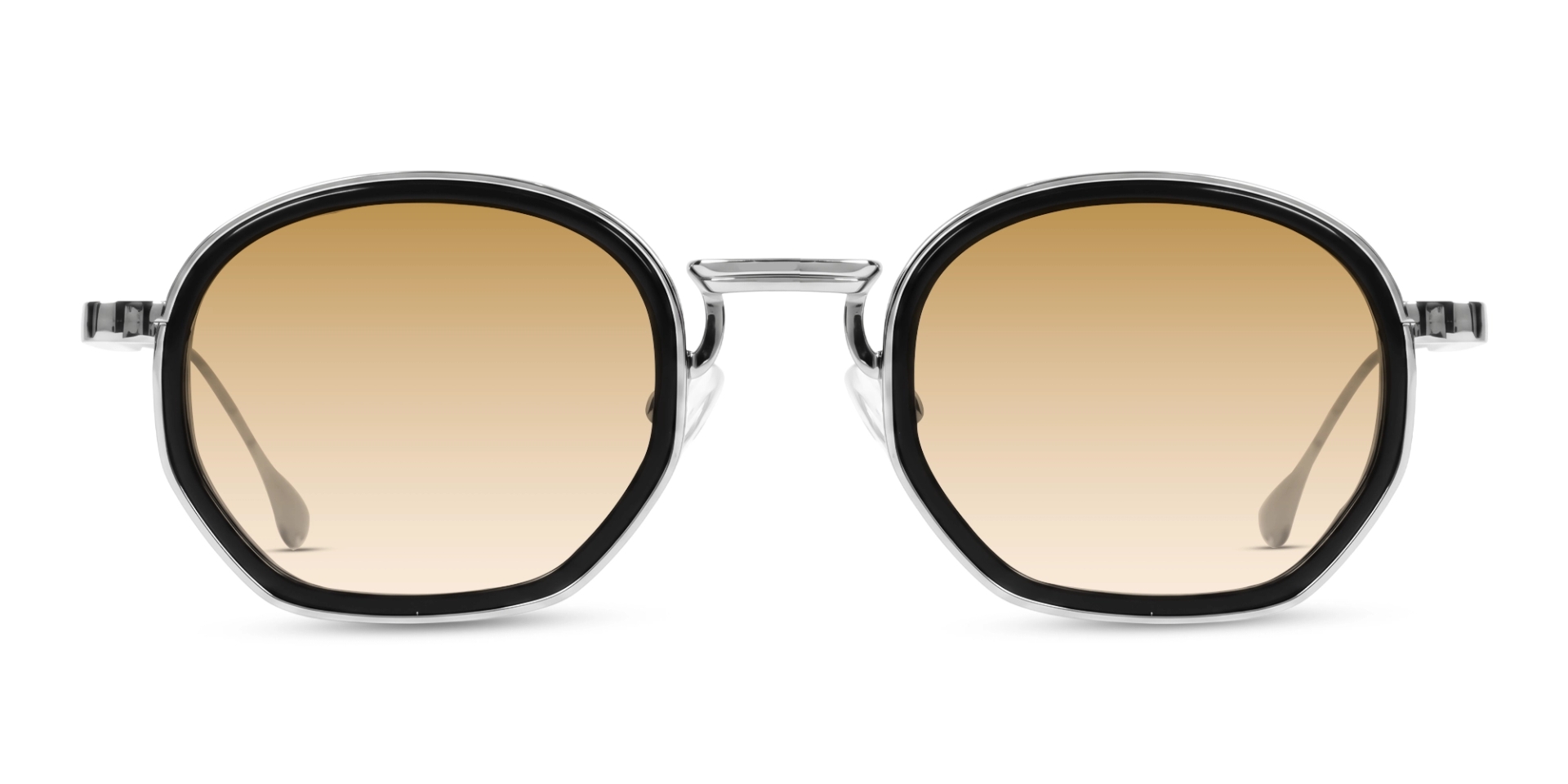 Silver & Brown Keyhole Frame With Brown Tint Sunglasses-1 Silver & Brown Keyhole Frame With Brown Tint Sunglasses-1