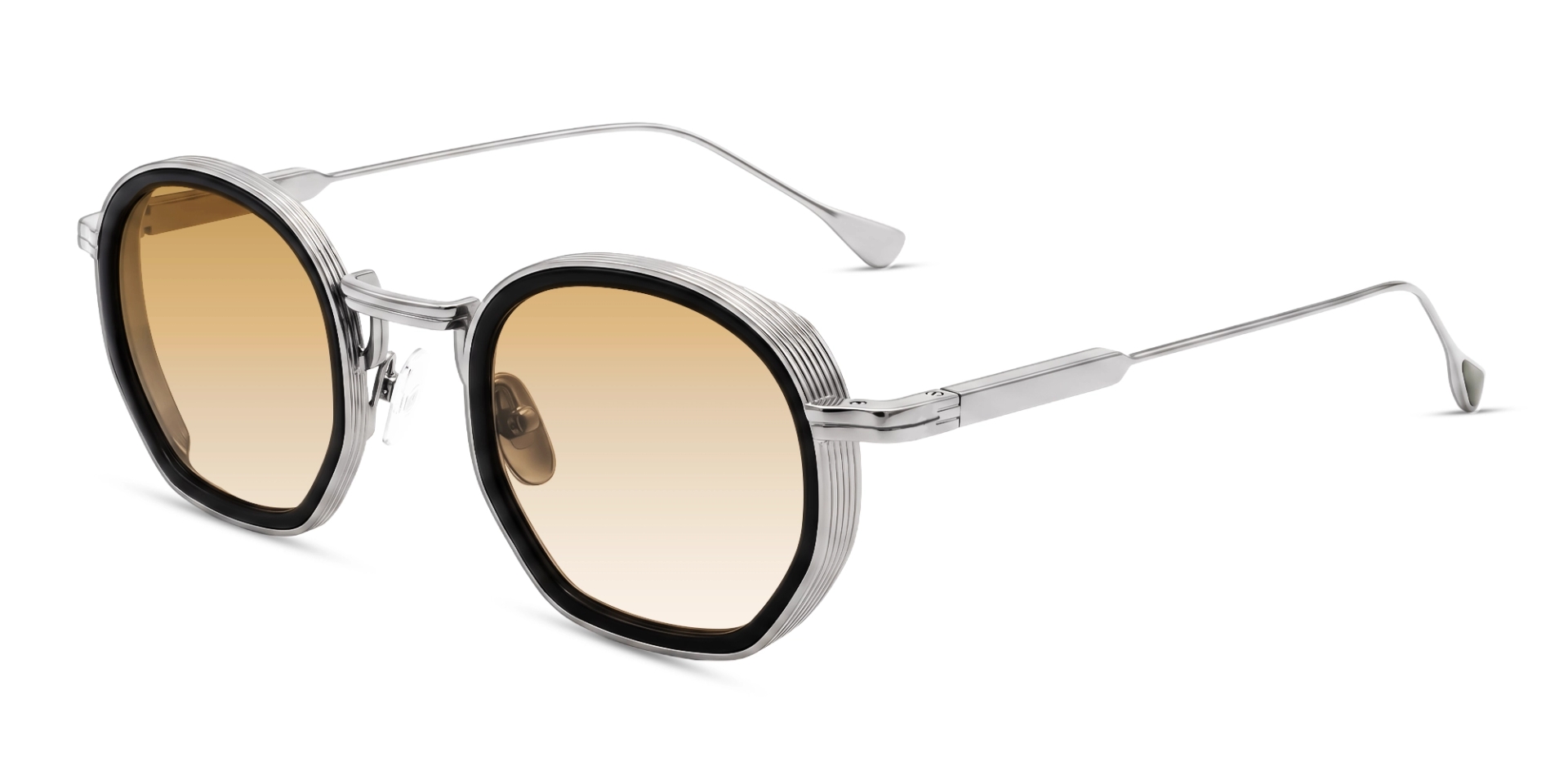 Silver & Brown Keyhole Frame With Brown Tint Sunglasses-3 Silver & Brown Keyhole Frame With Brown Tint Sunglasses-3