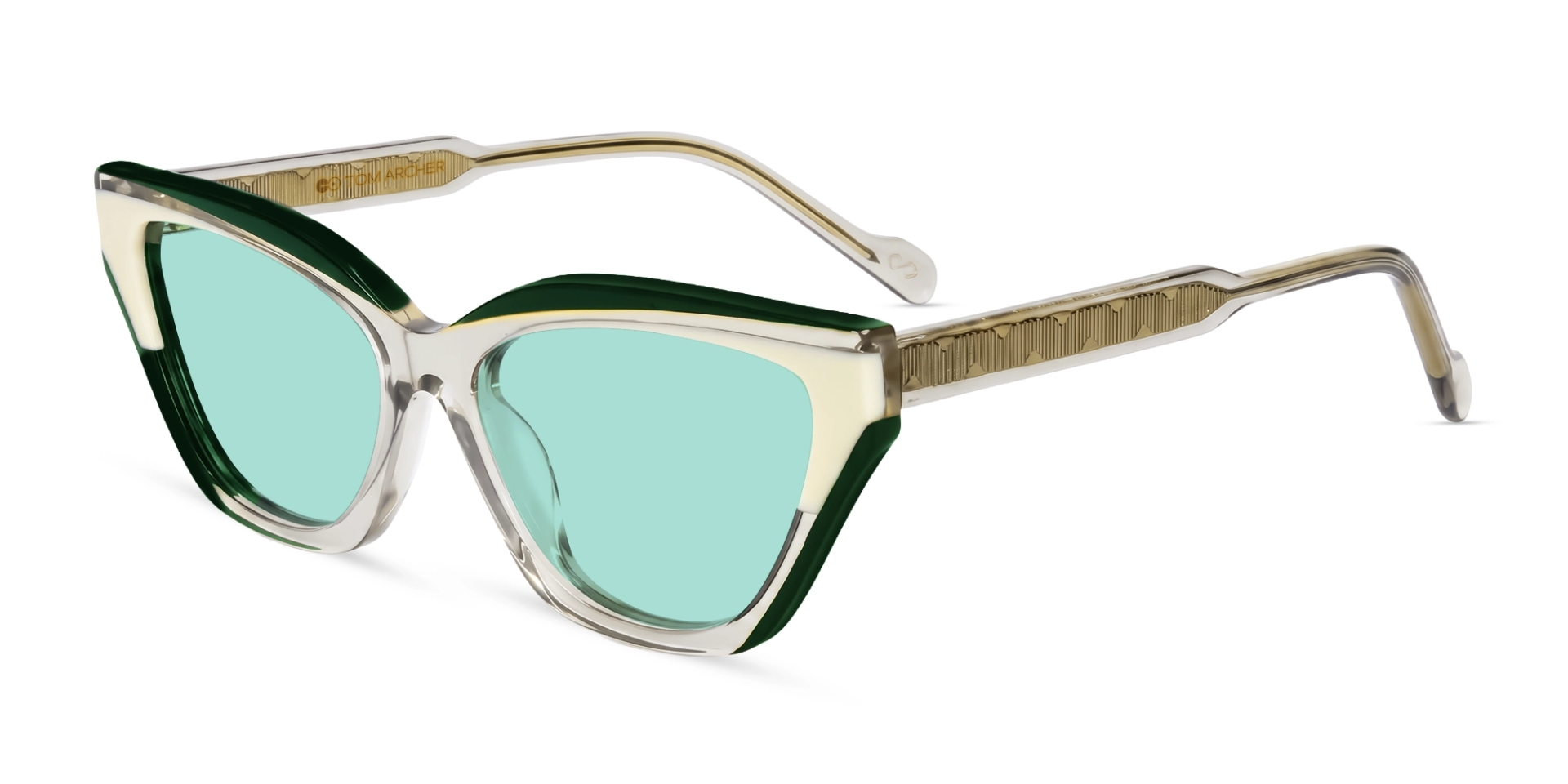Crystal Beige & Green Frame With Green Tint Sunglasses Crystal Beige & Green Frame With Green Tint Sunglasses