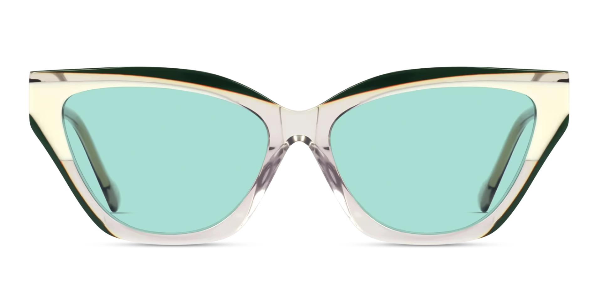 Crystal Beige & Green Frame With Green Tint Sunglasses Crystal Beige & Green Frame With Green Tint Sunglasses