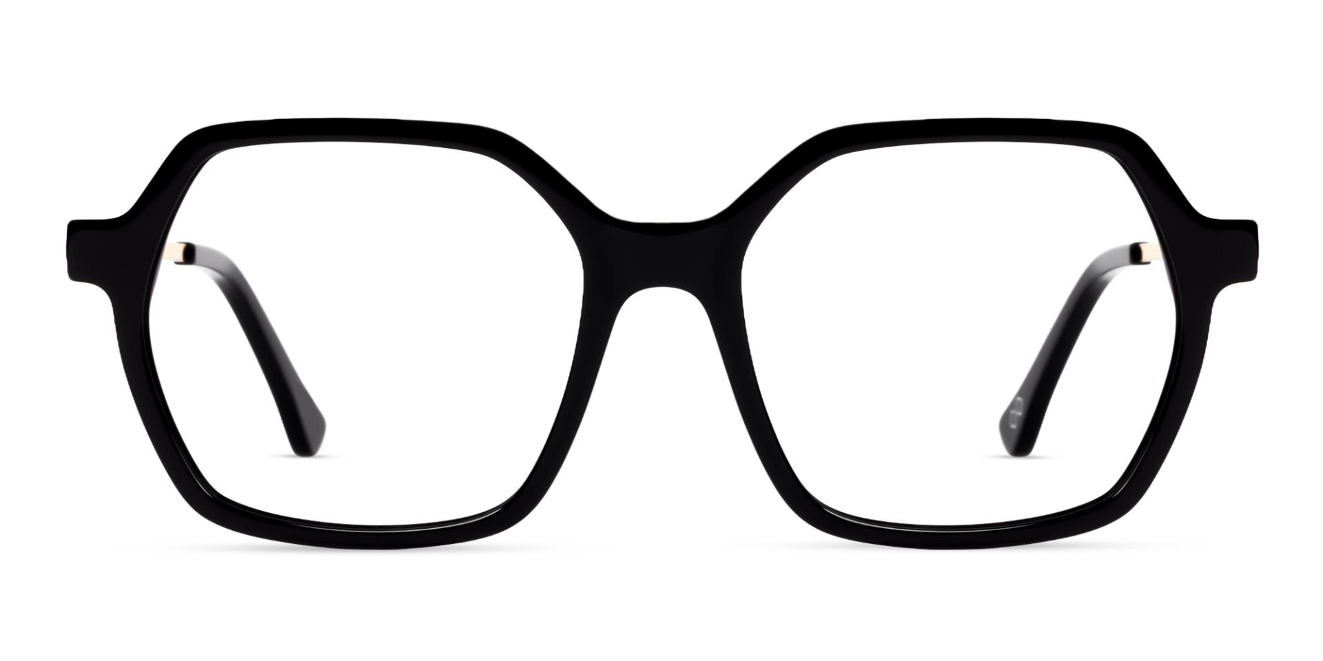 Black Hexagonal Fullrim Glasses For Women