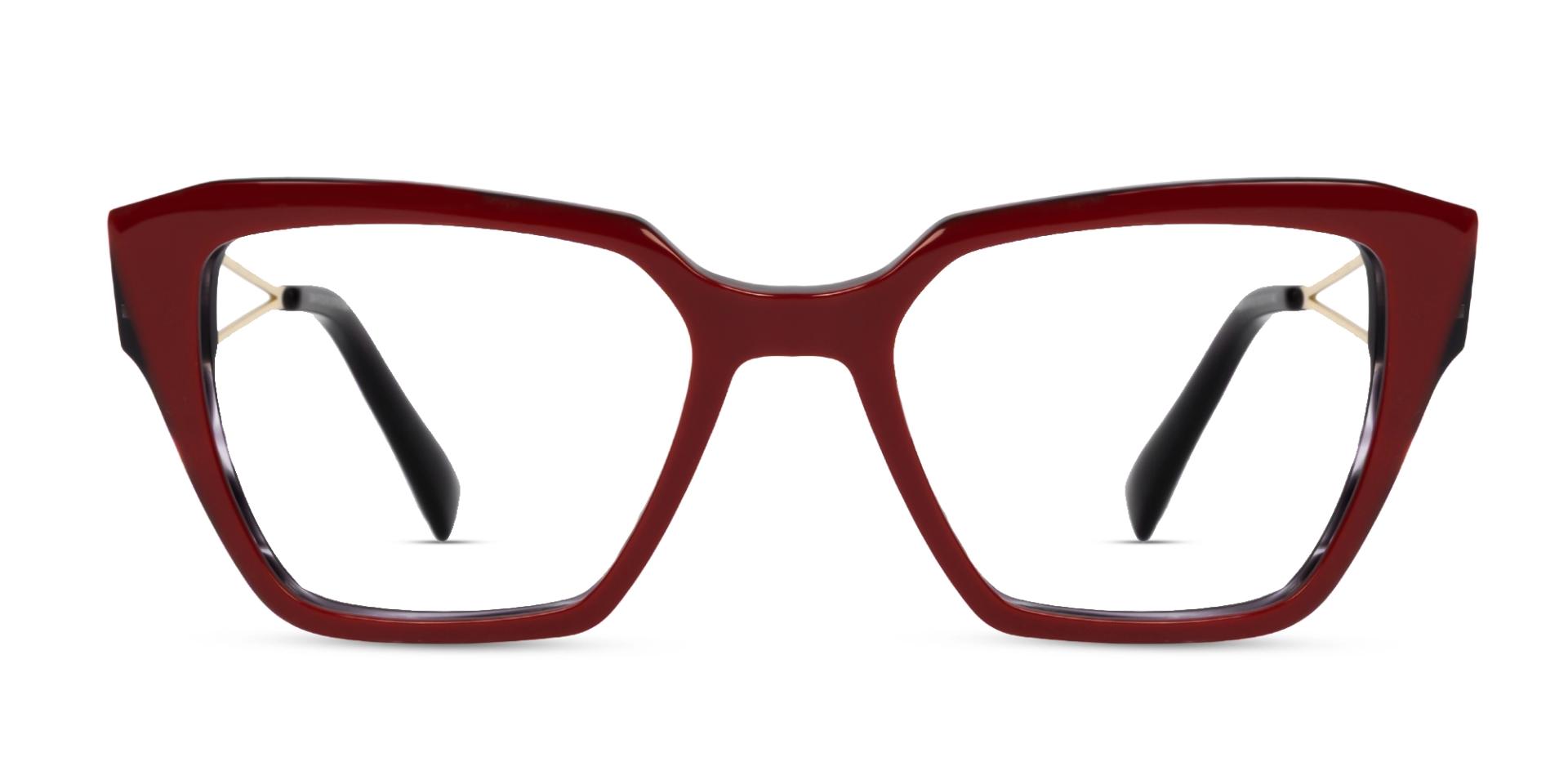 Red Maroon Gold Cateye Full-rim Eyeglasses