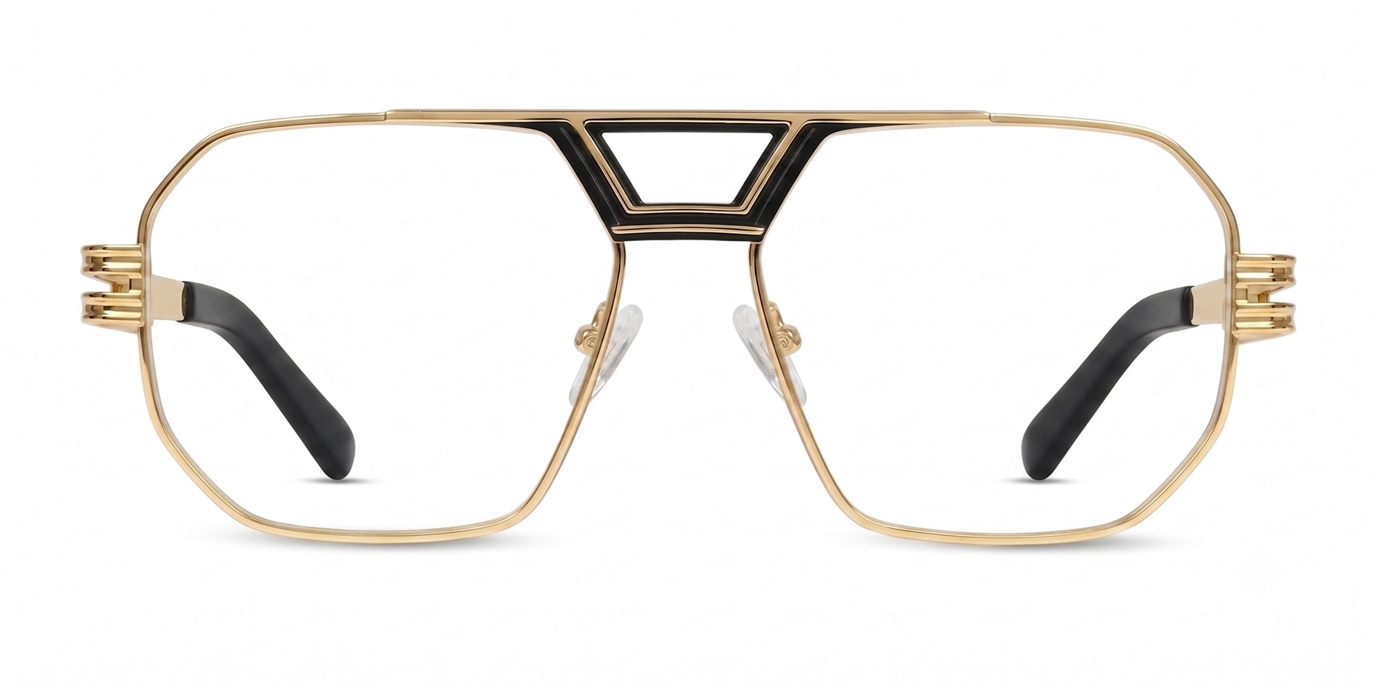 Polished Gold Geometric Square Full-Rim Glasses-1 Polished Gold Geometric Square Full-Rim Glasses-1