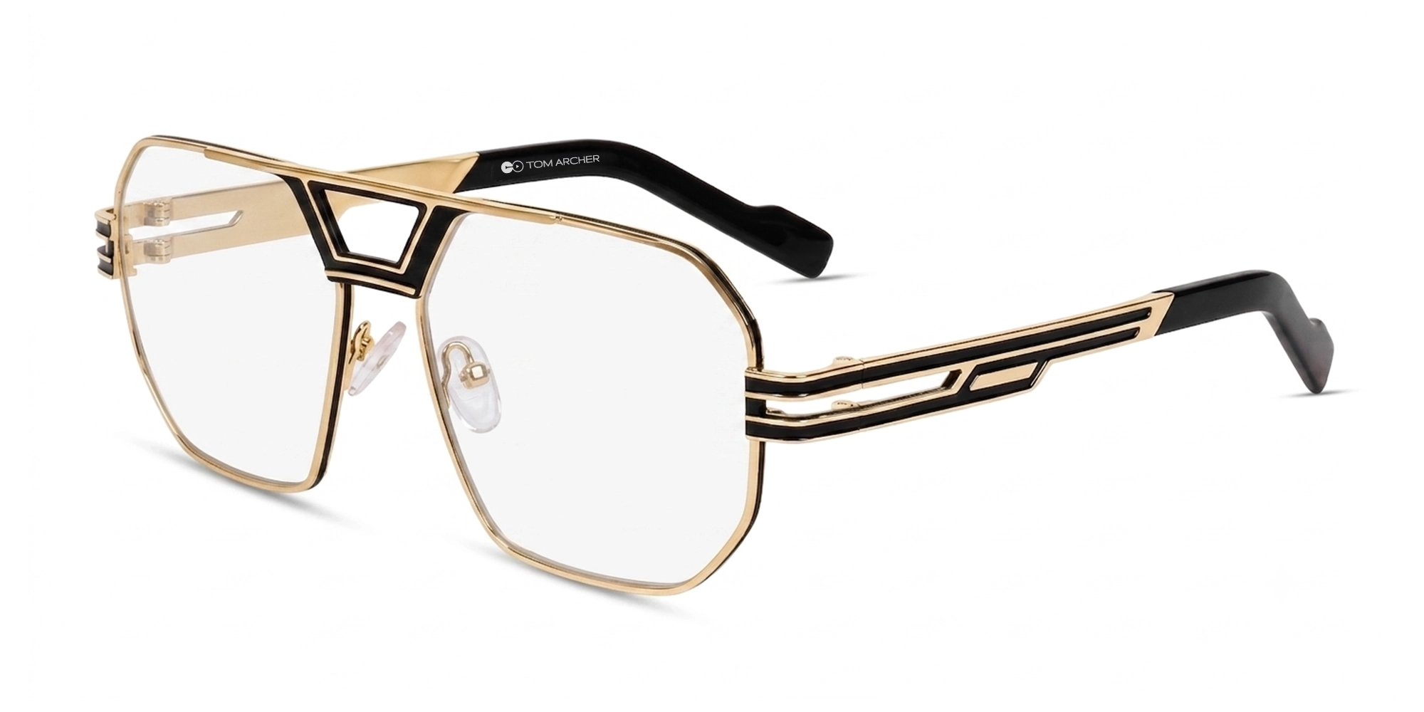 Polished Gold Geometric Square Full-Rim Glasses-3 Polished Gold Geometric Square Full-Rim Glasses-3